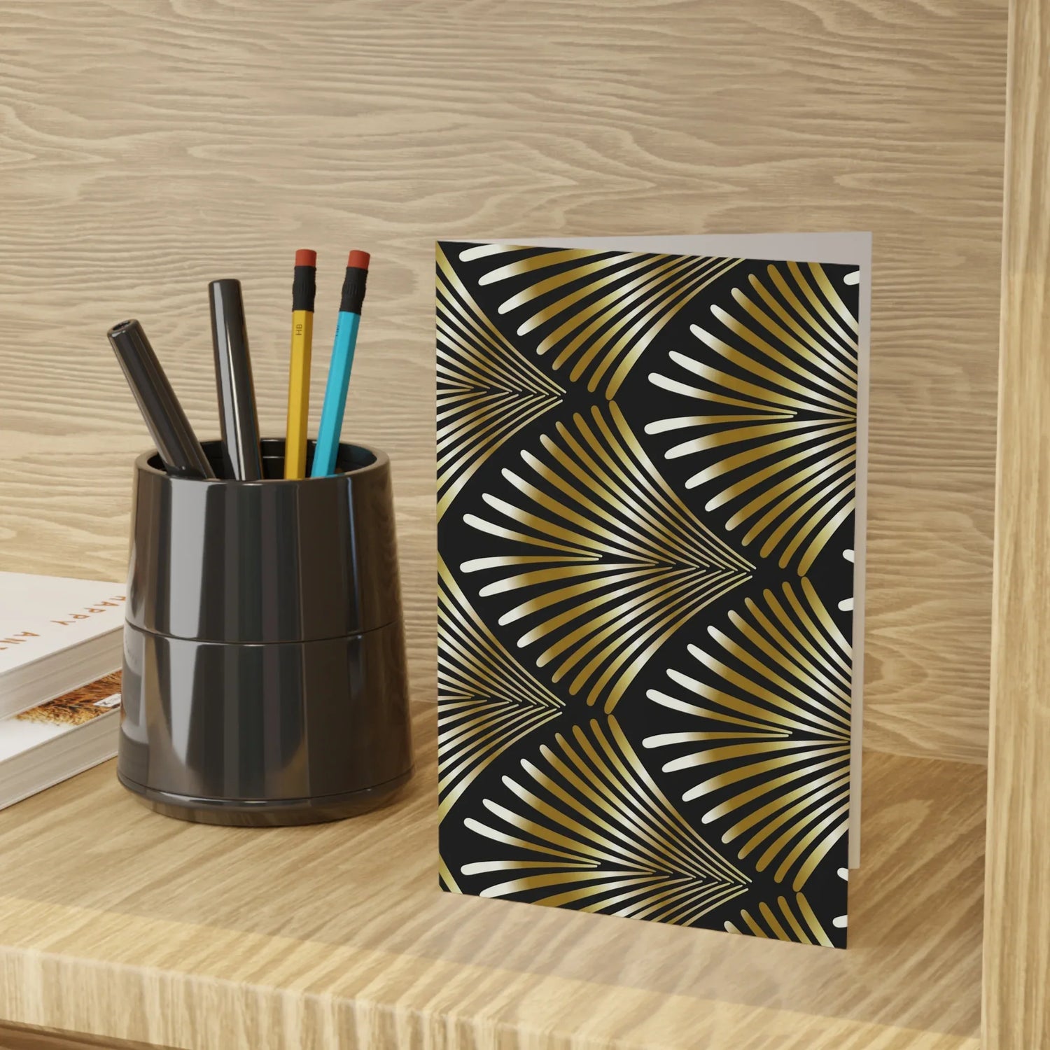 Art Deco Patterns #5 Leaf Greeting Card - Elegant - Laure Leprince - Artiste Peintre