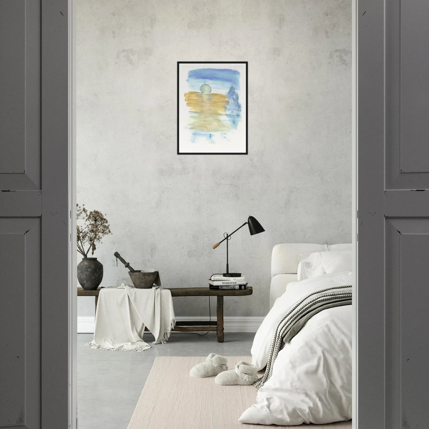 Affiche Encadrée Museum-Quality Matte Paper Wooden Framed Blue Horizon - Laure Leprince - Artiste Peintre