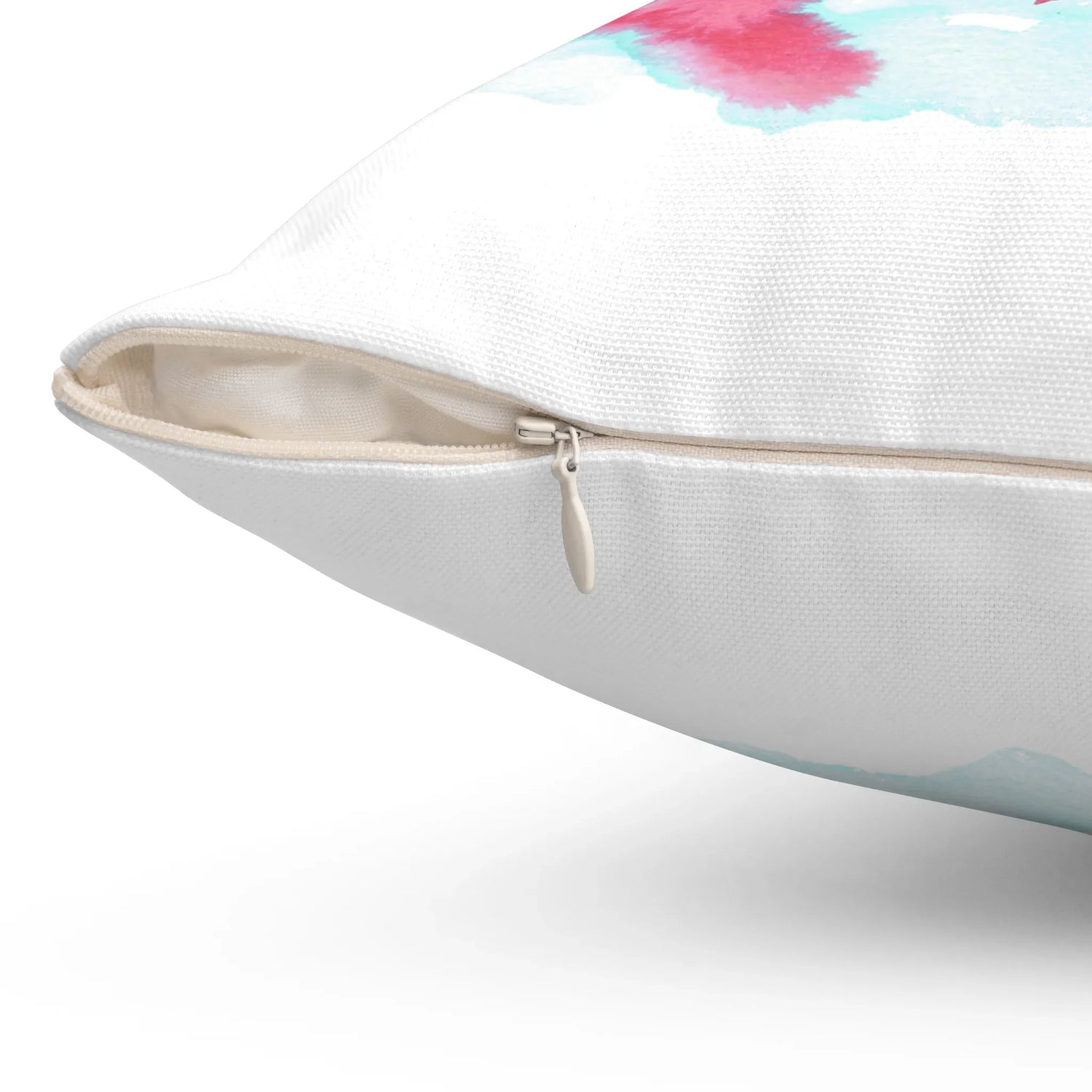 Square Throw Pillow Brumes Carmin — Minimal Brushstroke Accent - Laure Leprince - Artiste Peintre