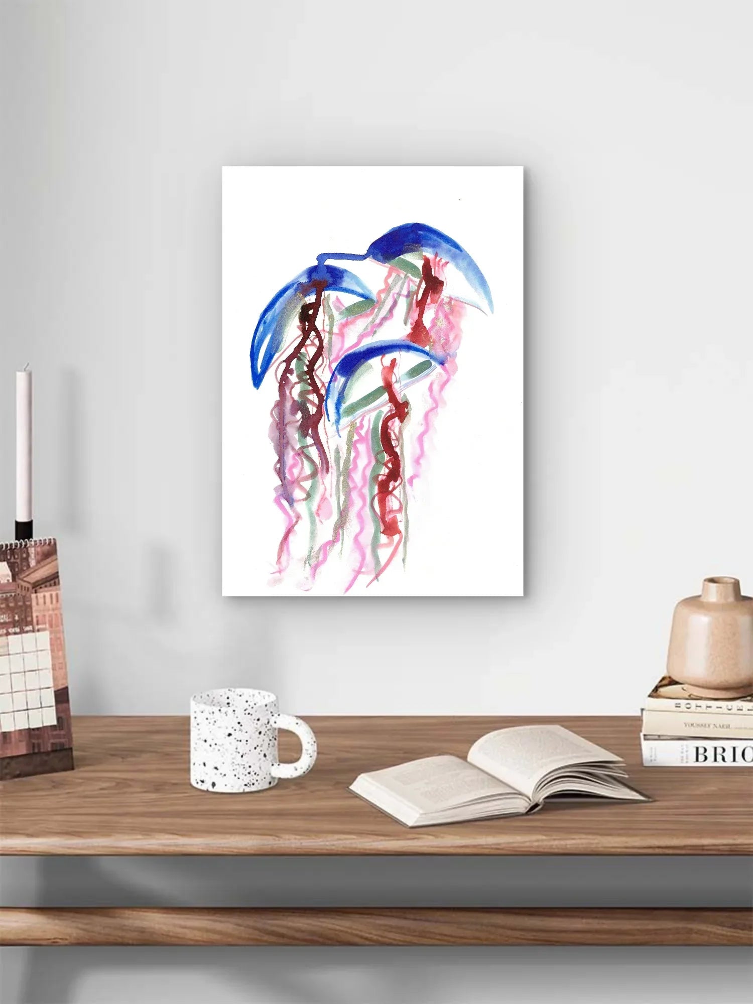 Abstract Jellyfish Dance Premium Matte Paper Poster - Dynamic Watercolor Art - Laure Leprince - Artiste Peintre