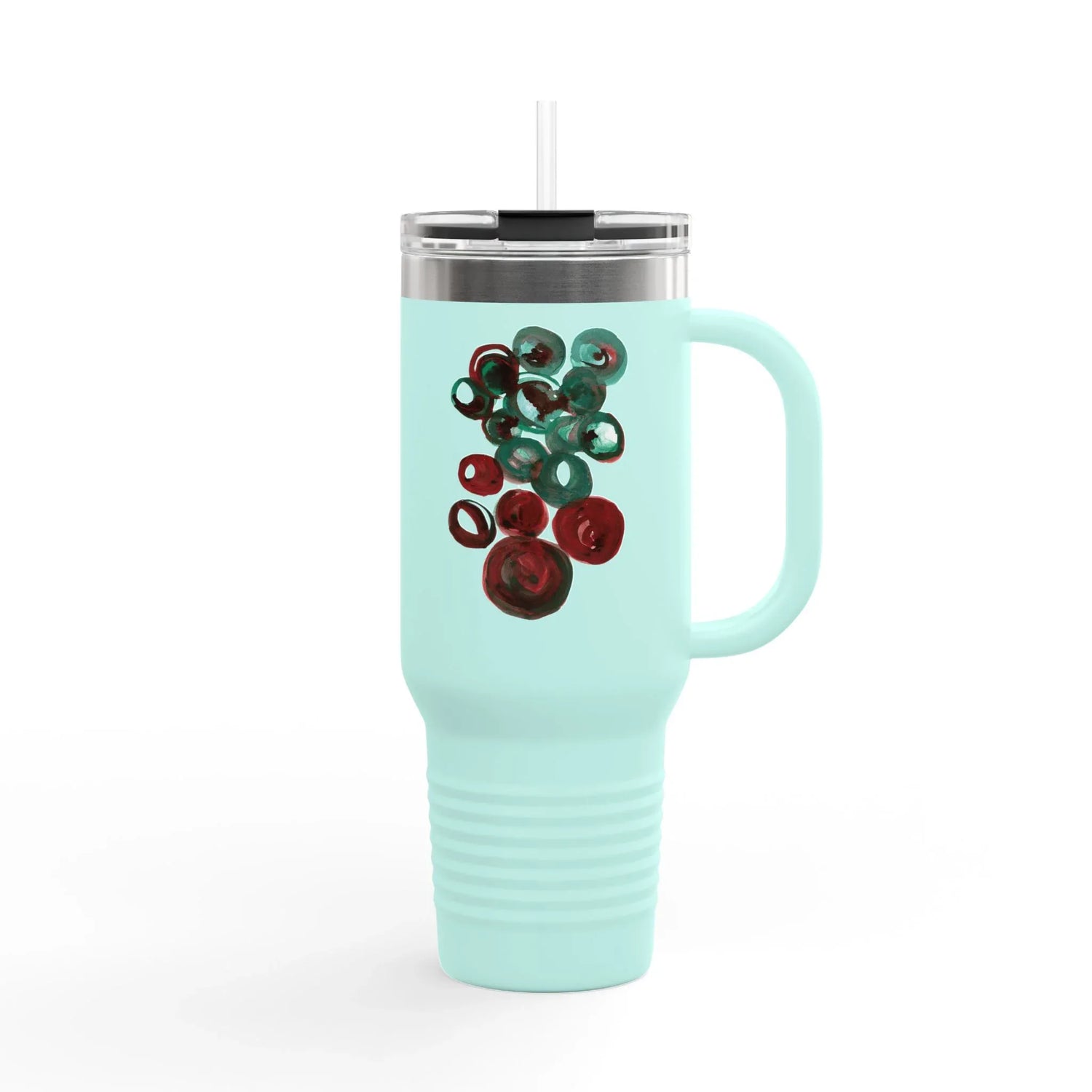 40oz Insulated Travel Mug – Resonance Emeraude Watercolor Design - Laure Leprince - Artiste Peintre