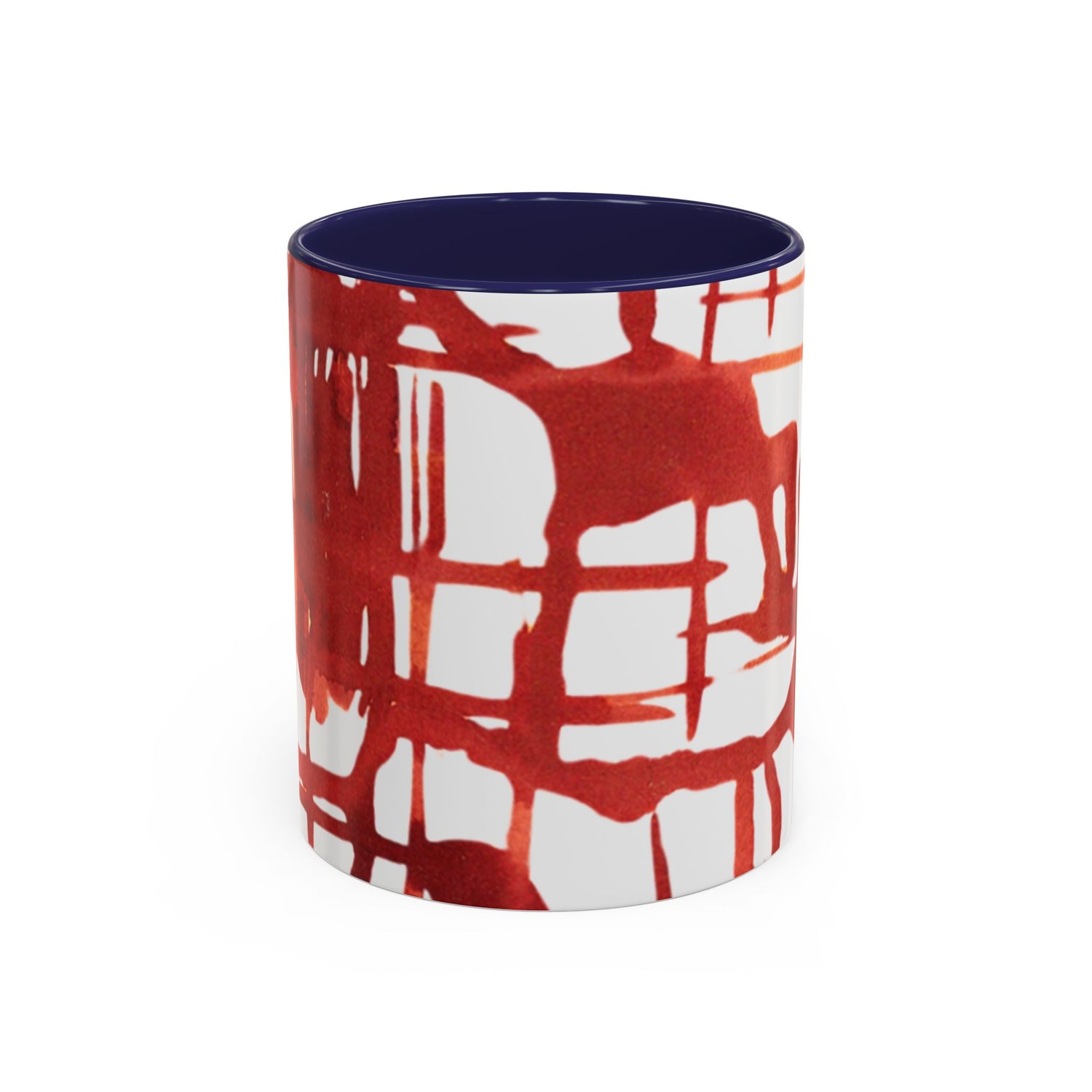 Red Abstract Drip Art Accent Coffee Mug — Solar Frame Ceramic (11/15 oz)