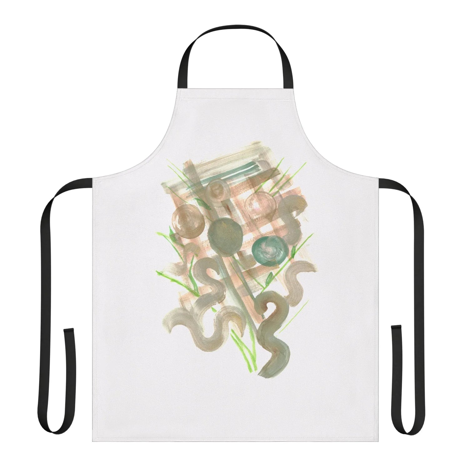 Abstract Apron Moss geometry – Artistic Kitchen Chef Gift - Laure Leprince - Artiste Peintre