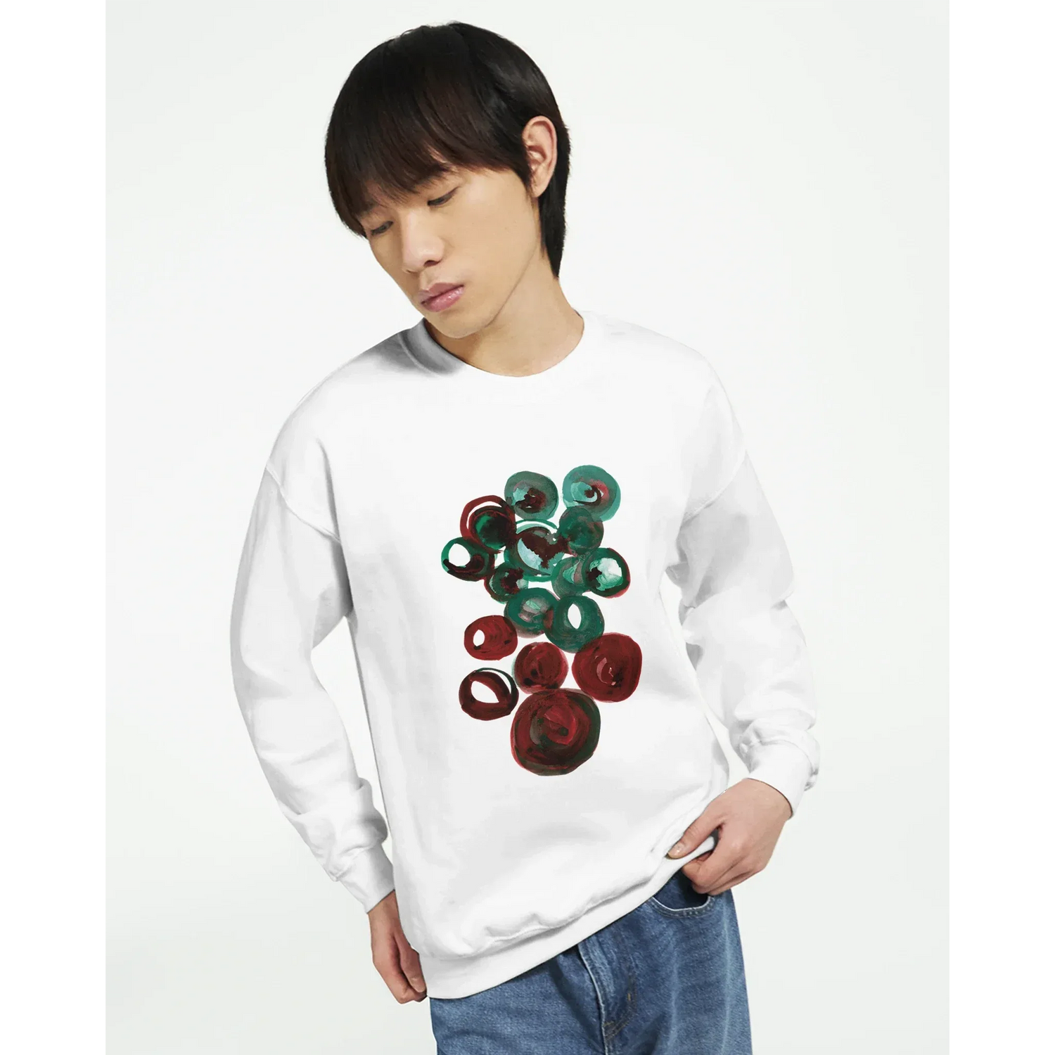 Sweatshirt Unisexe Classique Resonance Emeraude – Impression Artistique Multicolore - Laure Leprince - Artiste Peintre