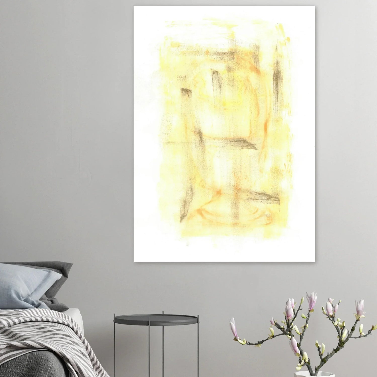 Abstract Gold & Charcoal Aura Poster - Premium Matte Paper Art Print - Laure Leprince - Artiste Peintre