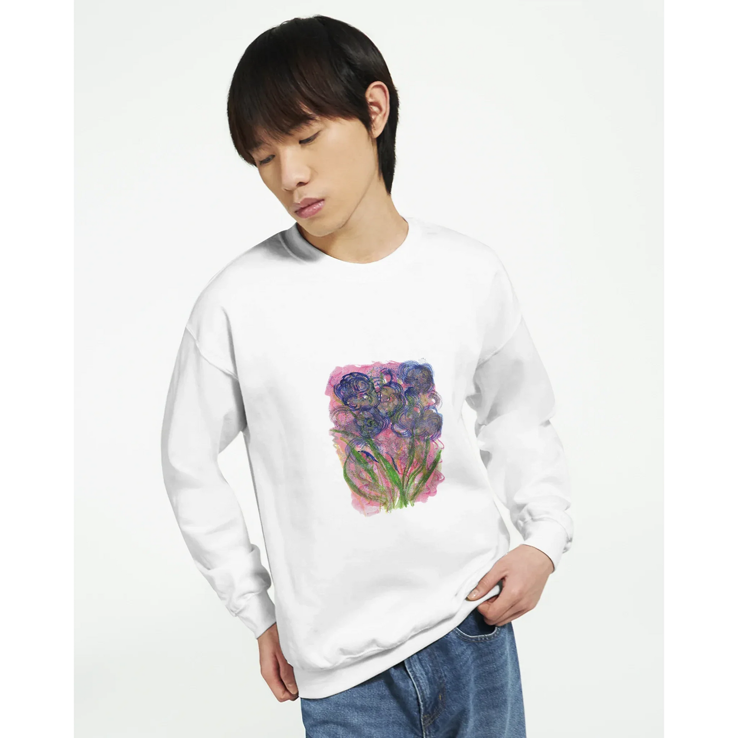Sweatshirt Unisexe Classique Bloom Vortex– Impression Artistique Multicolore - Laure Leprince - Artiste Peintre