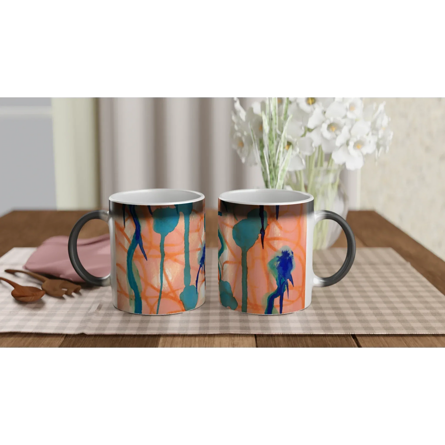 Mug magique en céramique 325 ml – Révèlez votre motif à la chaleur Saphir Ambre - Laure Leprince - Artiste Peintre