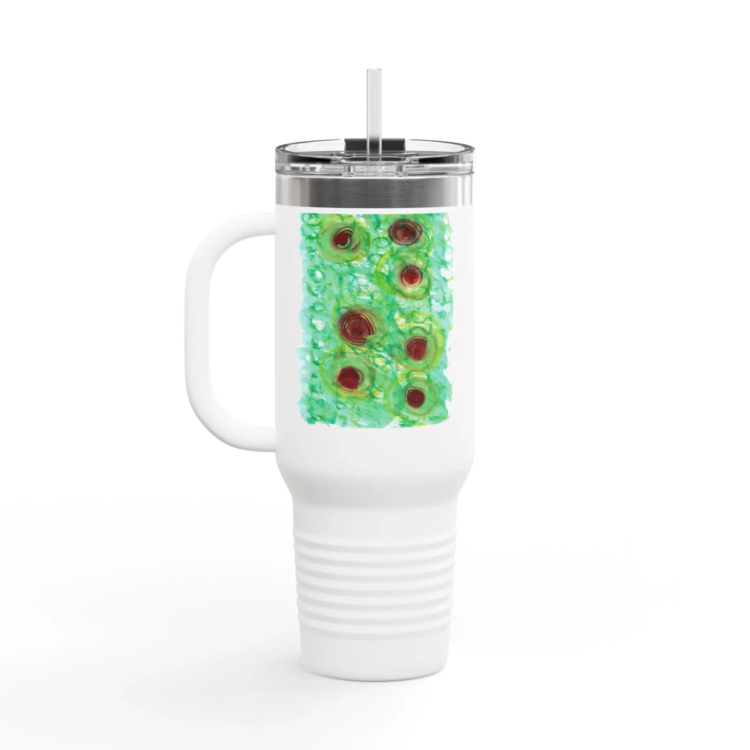 40oz Insulated Travel Mug – green Echo Watercolor Design - Laure Leprince - Artiste Peintre