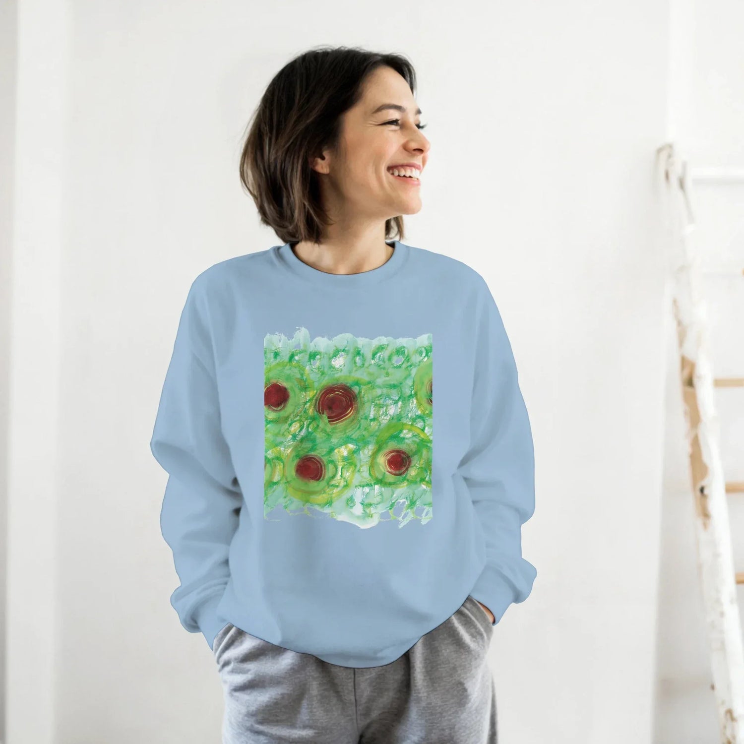 Sweatshirt Unisexe Classique Green Echo – Impression Artistique Multicolore - Laure Leprince - Artiste Peintre