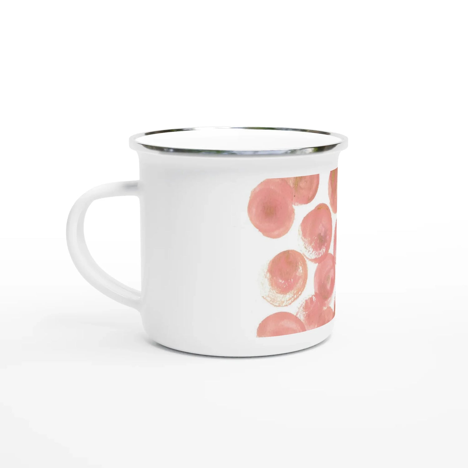 Mug en émail blanc 35 cl Rosée Pétale – Léger, vintage et résistant - Laure Leprince - Artiste Peintre