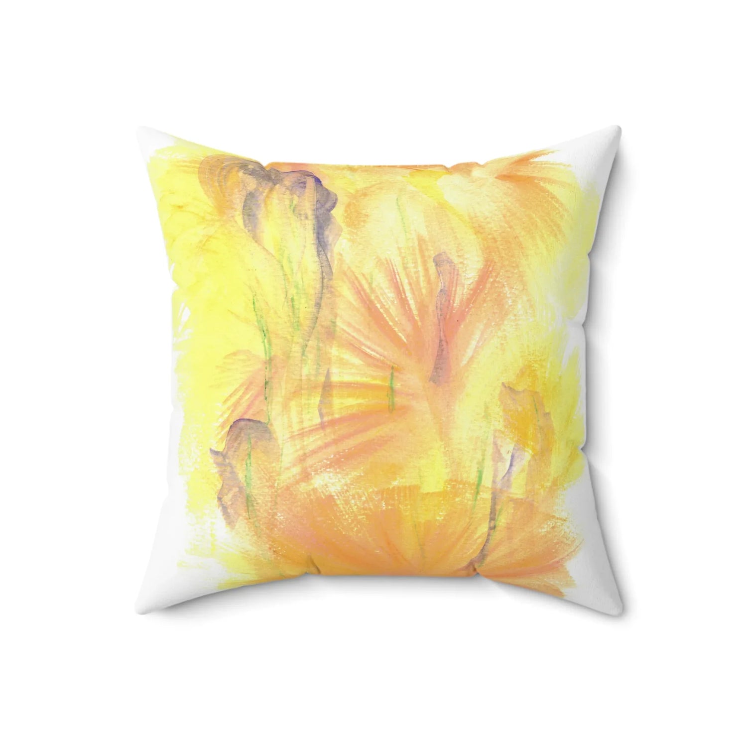 Square Throw Pillow Sun Whisper — Minimal Brushstroke Accent - Laure Leprince - Artiste Peintre
