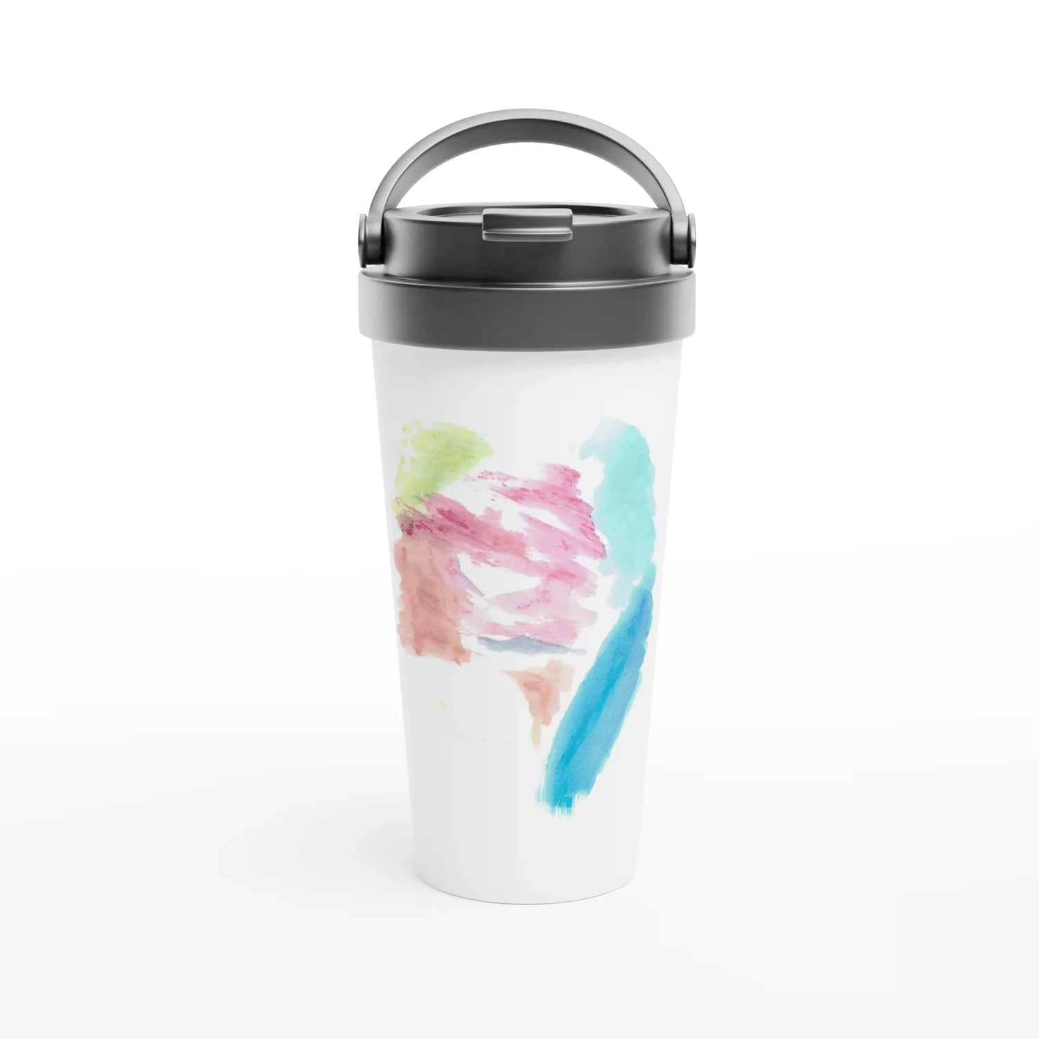 Mug de voyage blanc en acier inoxydable – 44 cl Aurore Pastel Élégant, pratique et isotherme - Laure Leprince - Artiste Peintre