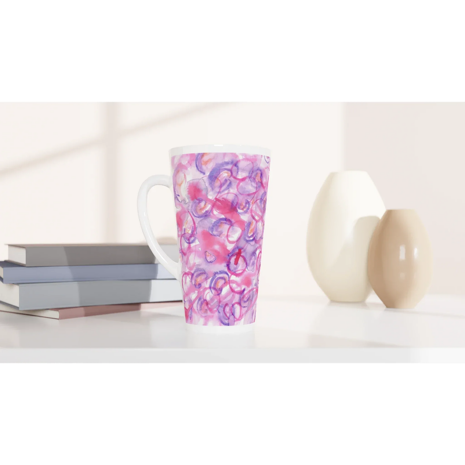 Mug à Latte en Céramique 500 ml Floraison Intime – Élégant, durable et brillant - Laure Leprince - Artiste Peintre