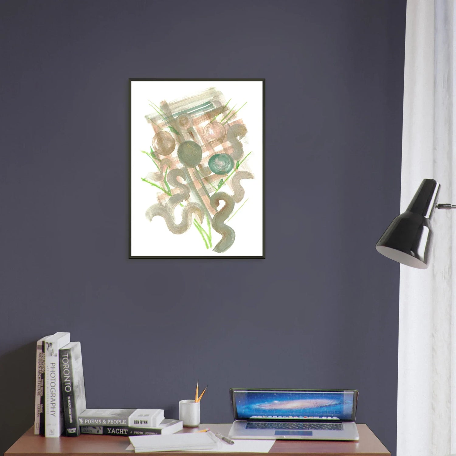 Classic Semi-Glossy Paper Metal Framed Poste Moss Geometry - Laure Leprince - Artiste Peintre