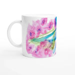 Mug en céramique blanche 325 ml Bouquets Rosé – Élégance, sécurité et durabilité - Laure Leprince - Artiste Peintre