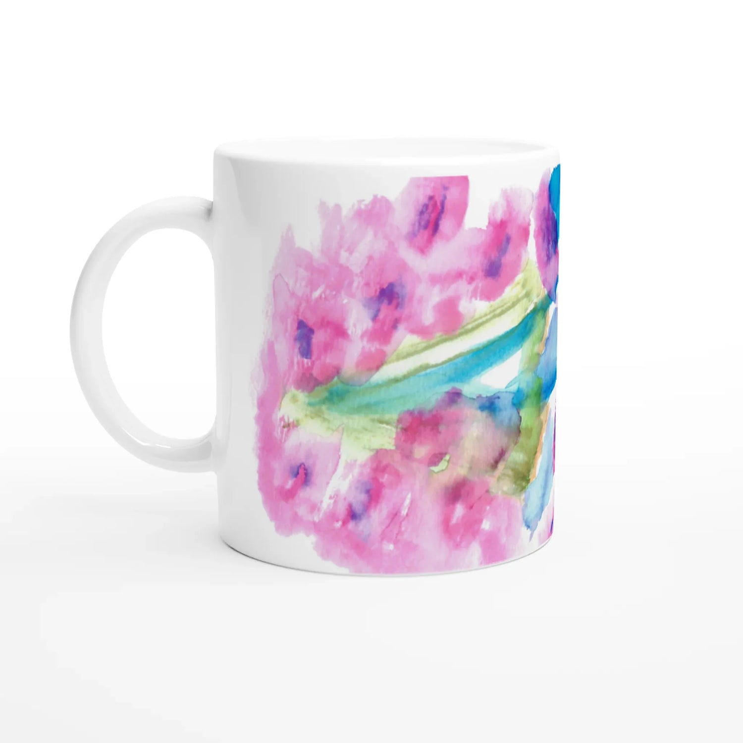 Mug en céramique blanche 325 ml Bouquets Rosé – Élégance, sécurité et durabilité - Laure Leprince - Artiste Peintre