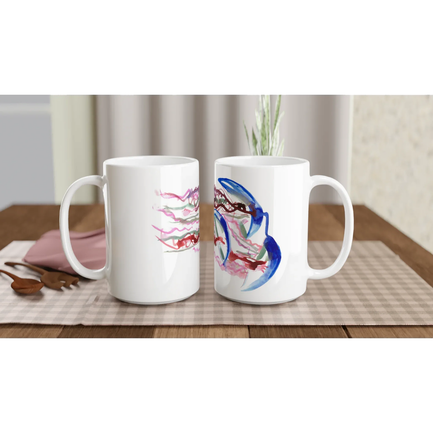Mug en céramique blanche 44 cl Coral Dance – Grand format, design et qualité durable - Laure Leprince - Artiste Peintre