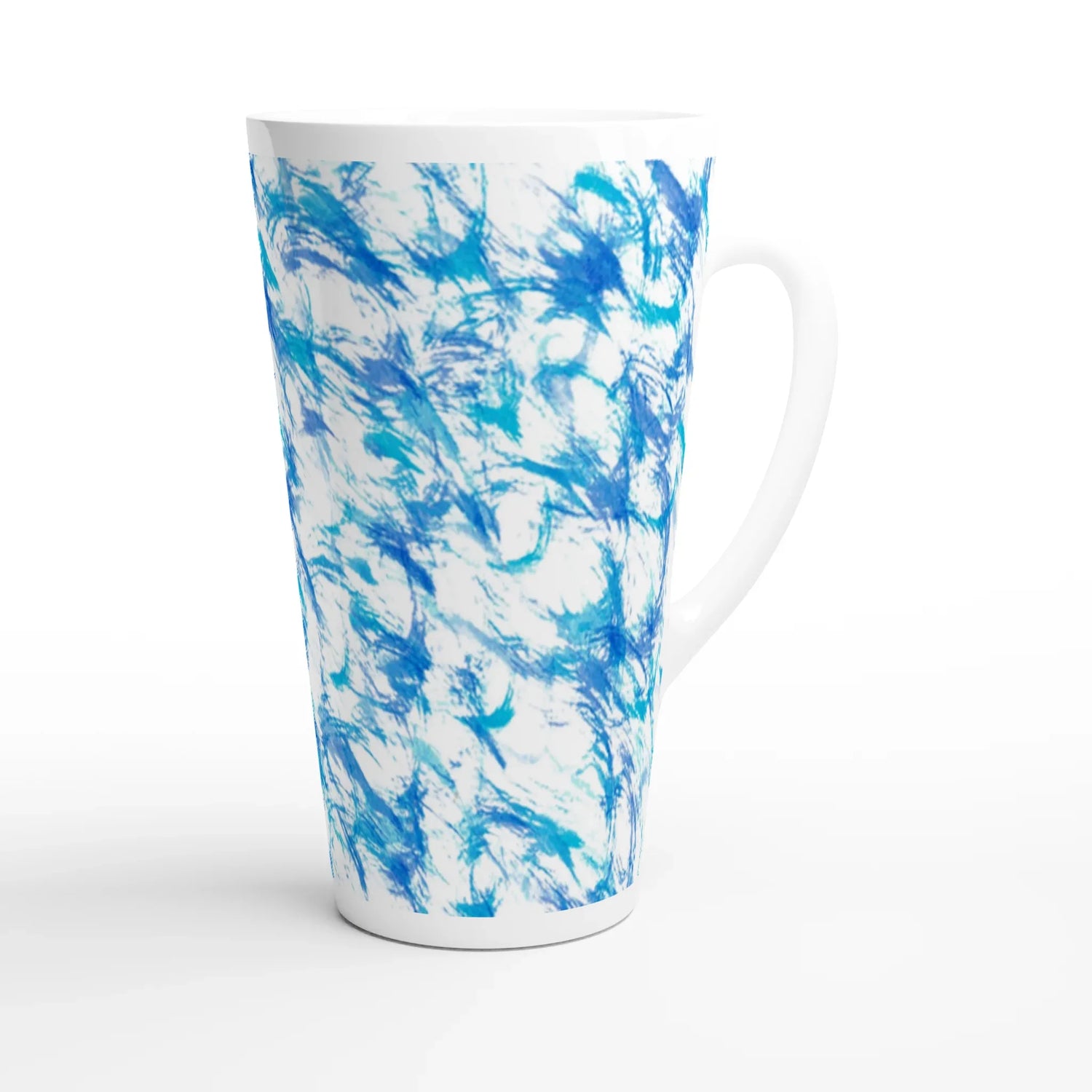 Mug à Latte en Céramique Blanche 500 ml Blue Waves – Élégant, durable et brillant - Laure Leprince - Artiste Peintre