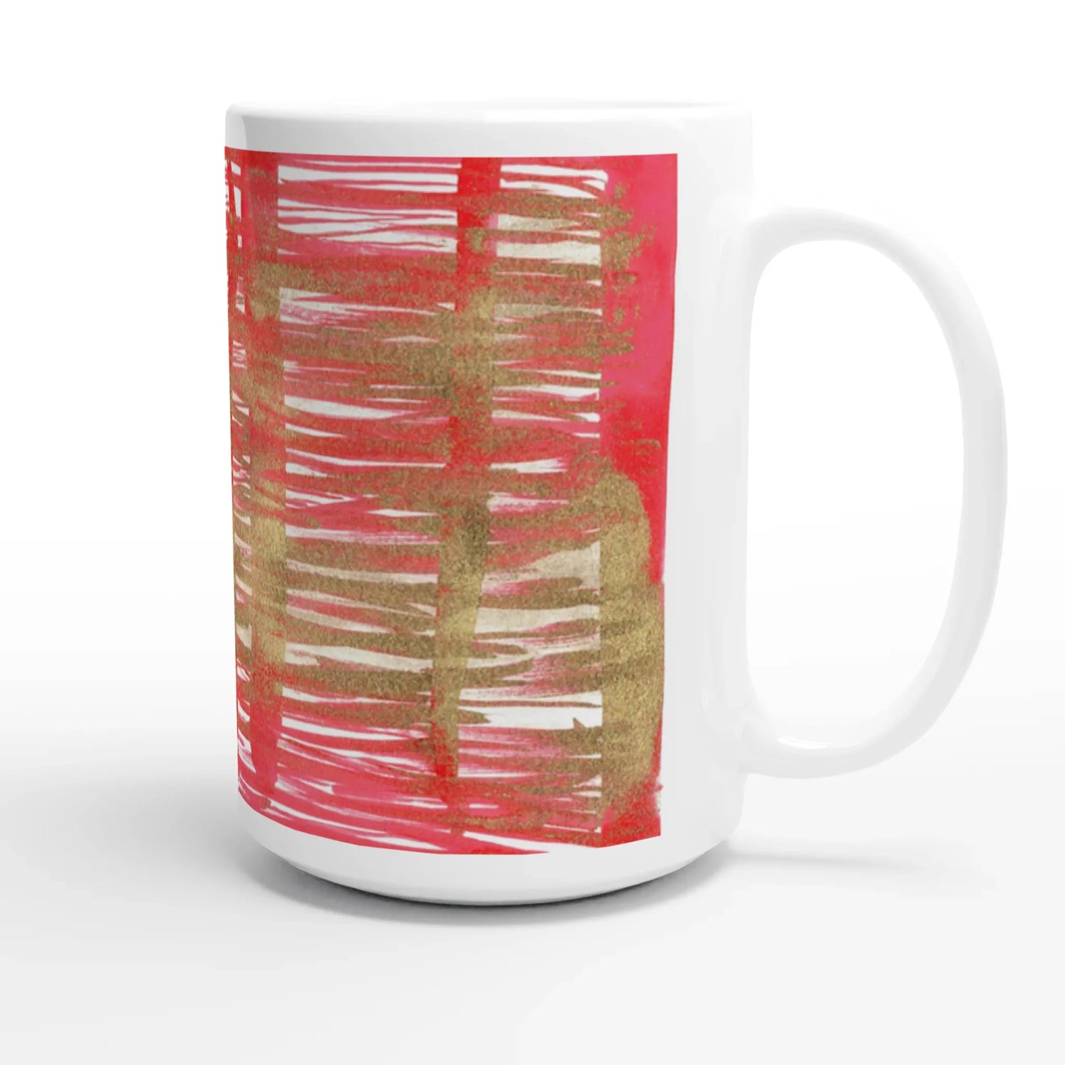 Mug en céramique blanche 44 Red Waves – Grand format, design et qualité durable - Laure Leprince - Artiste Peintre
