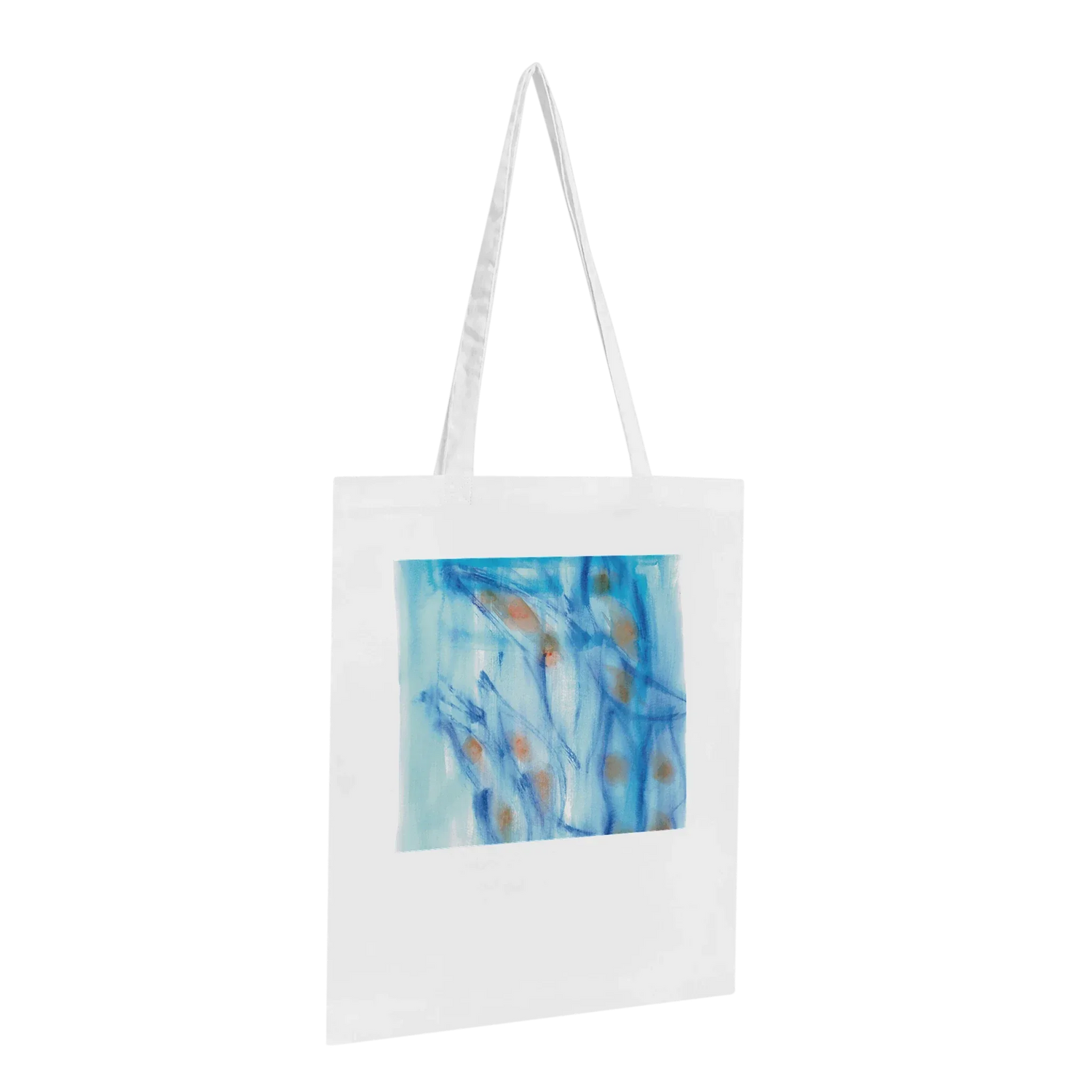 Premium Cotton Tote Bag - Wearable Art Blue Sprouts - Laure Leprince - Artiste Peintre
