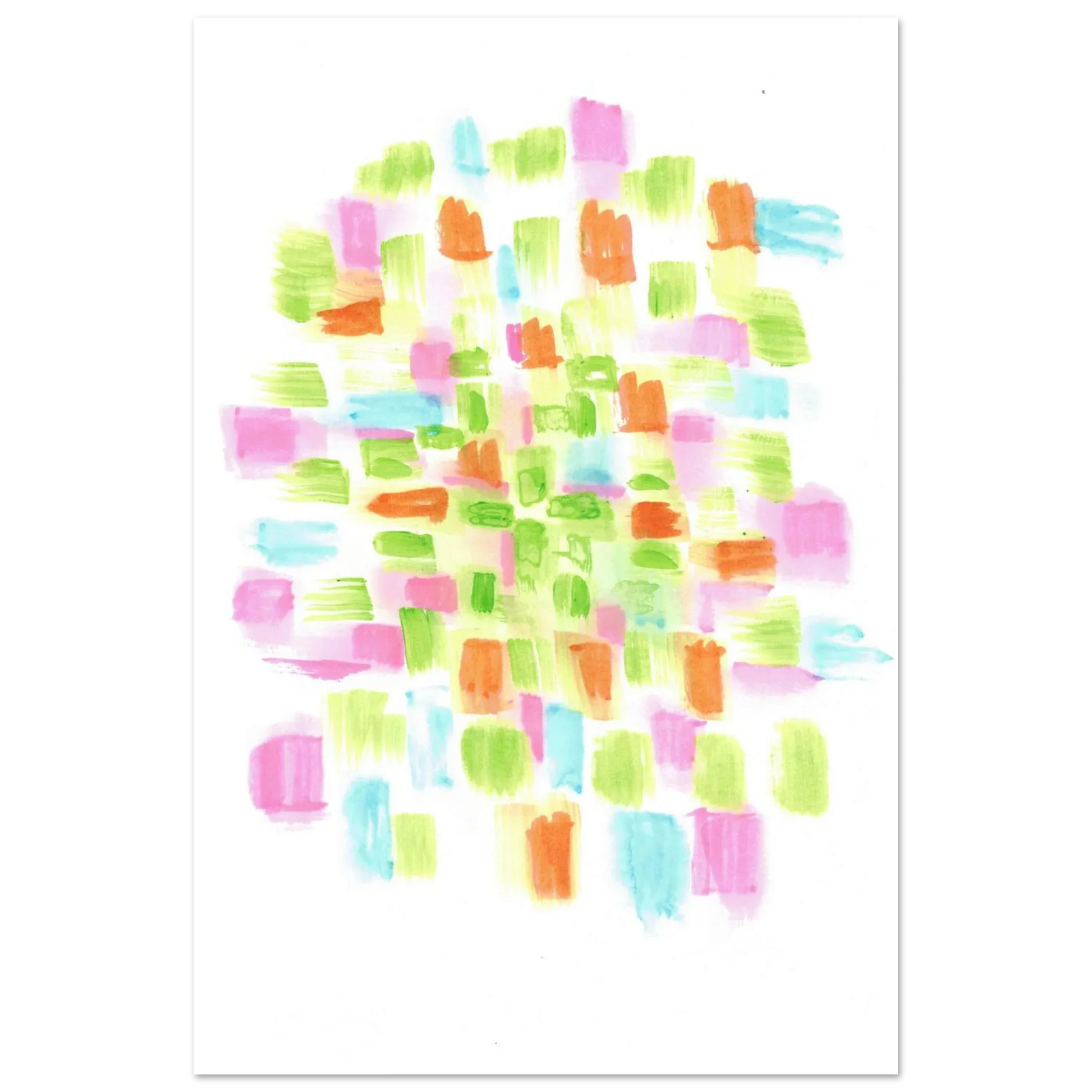 Abstract Watercolor Splash Art Print - Premium Matte Paper Poster with Vibrant Pink & Green Hues - Laure Leprince - Artiste Peintre