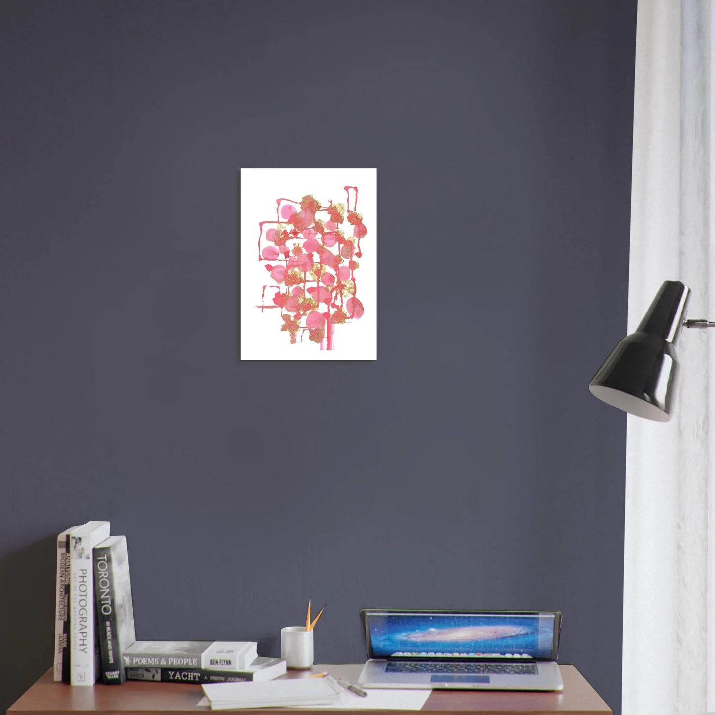 Affiche premium sur papier mat Reseau Framboise – Art mural de qualité supérieure - Laure Leprince - Artiste Peintre
