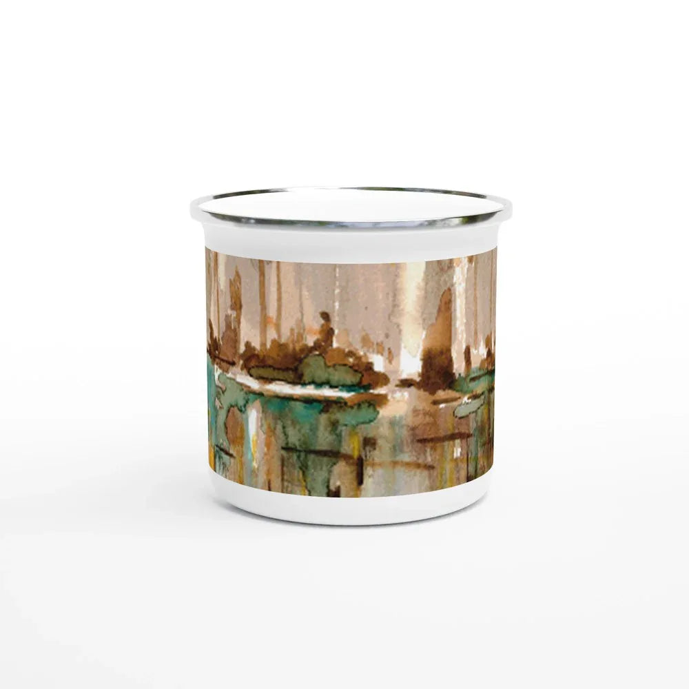 Mug en émail blanc 35 cl City – Léger, vintage et résistant - Laure Leprince - Artiste Peintre