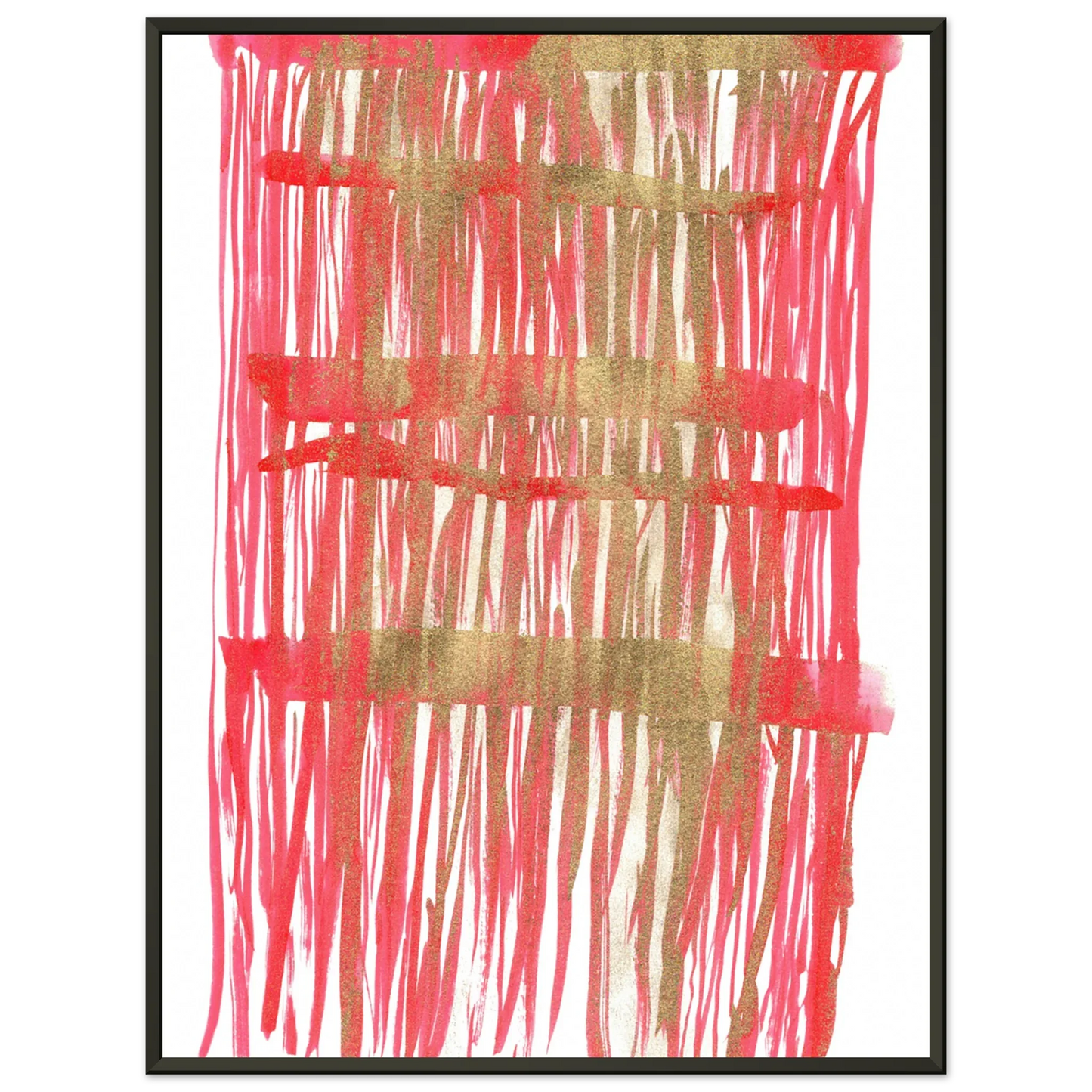 Classic Semi-Glossy Paper Metal Framed Poster Red Waves - Laure Leprince - Artiste Peintre