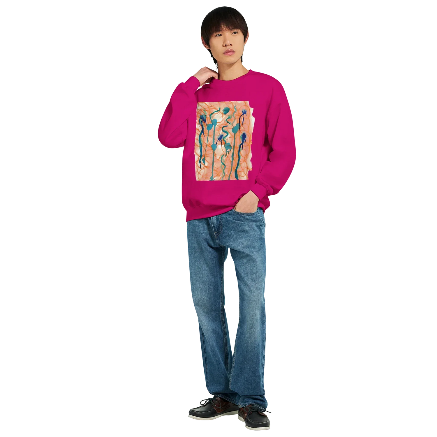 Sweatshirt Unisexe Classiques Saphir Ambre Impression Artistique Multicolore - Laure Leprince - Artiste Peintre