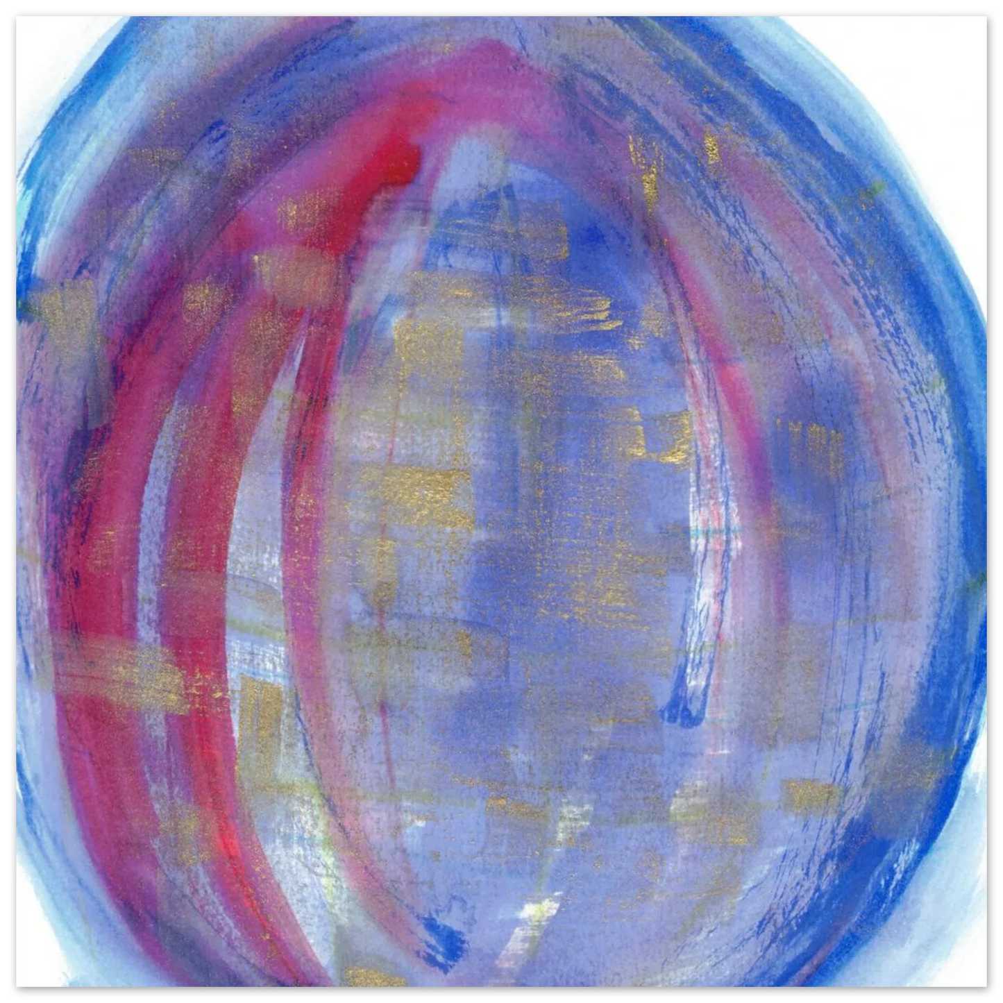 Cosmic Aura Abstract Watercolor Poster – Vibrant Blue, Magenta & Gold, Premium Matte Finish - Laure Leprince - Artiste Peintre