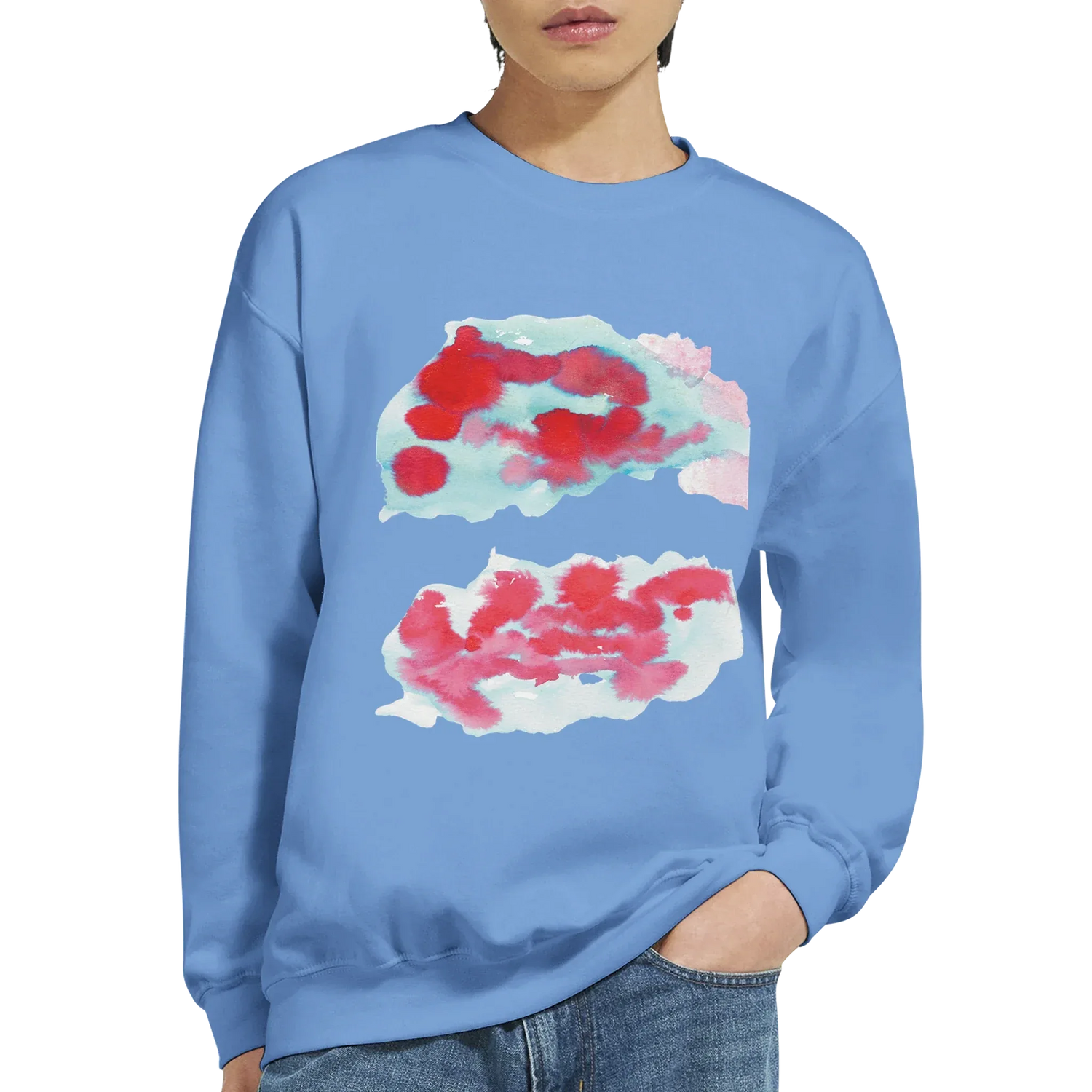 Sweatshirt Unisexe Classique Brumes Carmin – Impression Artistique Multicolore - Laure Leprince - Artiste Peintre