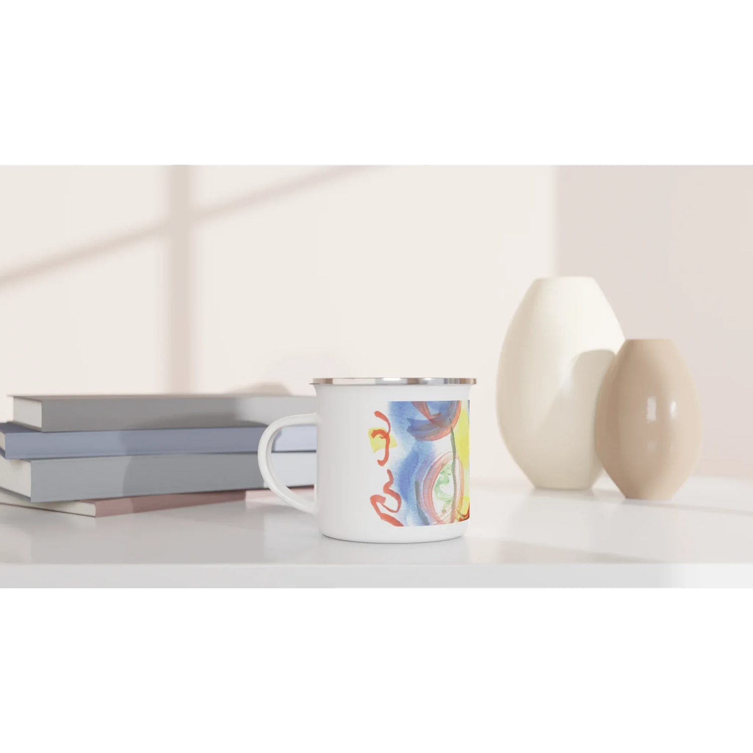 Mug en émail blanc 35 cl Urban Parade – Léger, vintage et résistant - Laure Leprince - Artiste Peintre