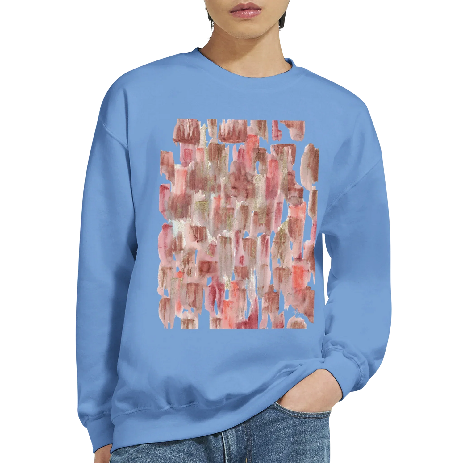 Sweatshirt Unisexe Classique Terracotta Waves – Impression Artistique Multicolore - Laure Leprince - Artiste Peintre