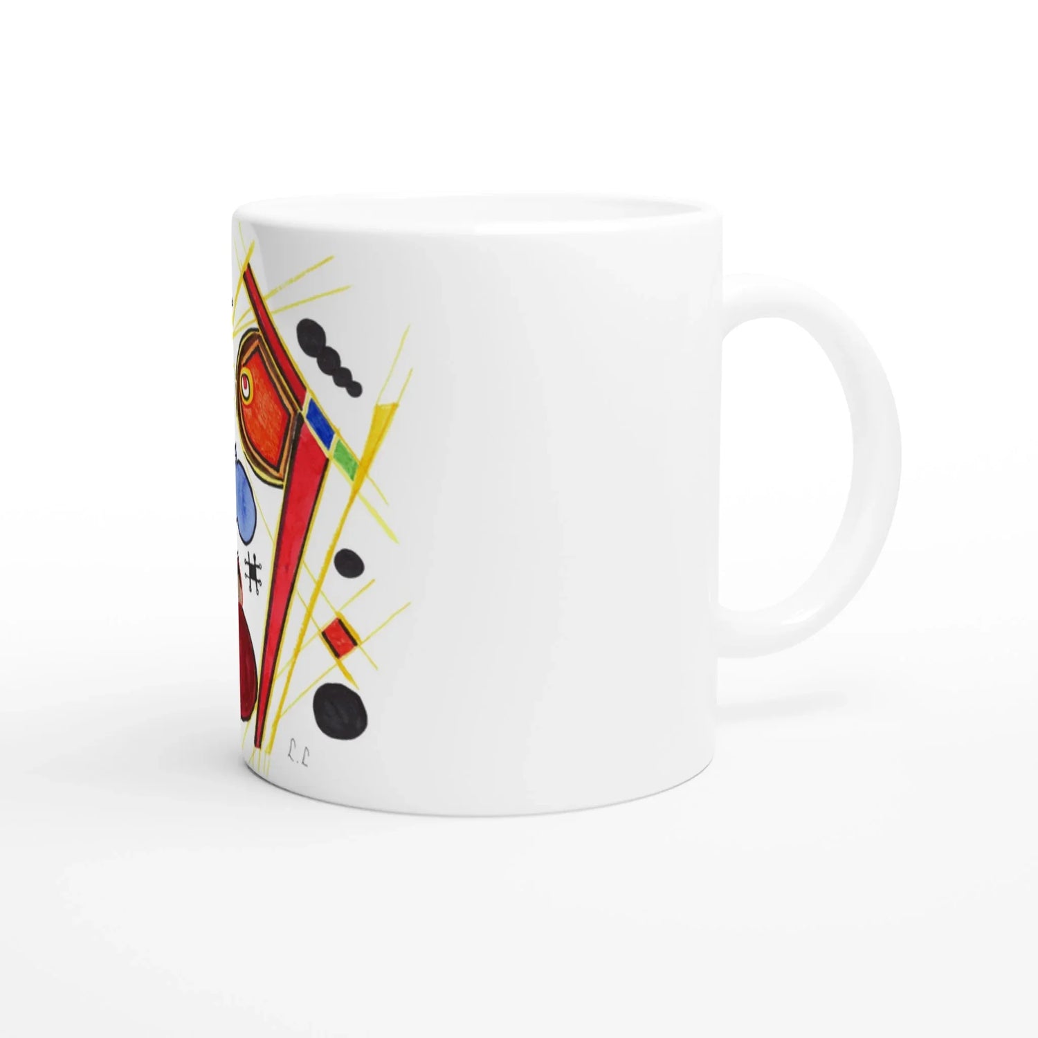 Mug en céramique 325 ml | Bord et anse colorés | Aquarelle Laure Leprince - Laure Leprince - Artiste Peintre