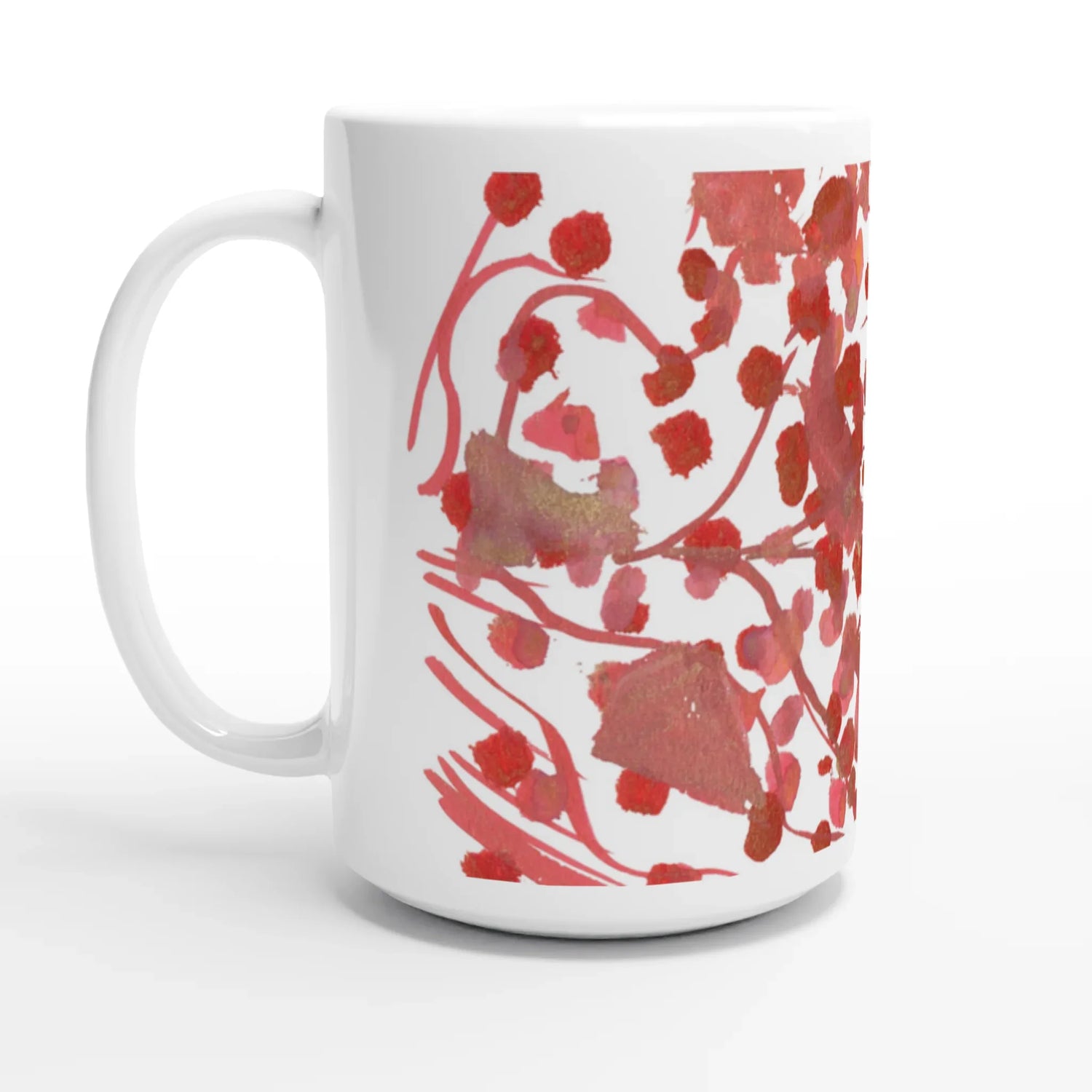 Mug en céramique blanche 44 cl Bois de Rubis – Grand format, design et qualité durable - Laure Leprince - Artiste Peintre