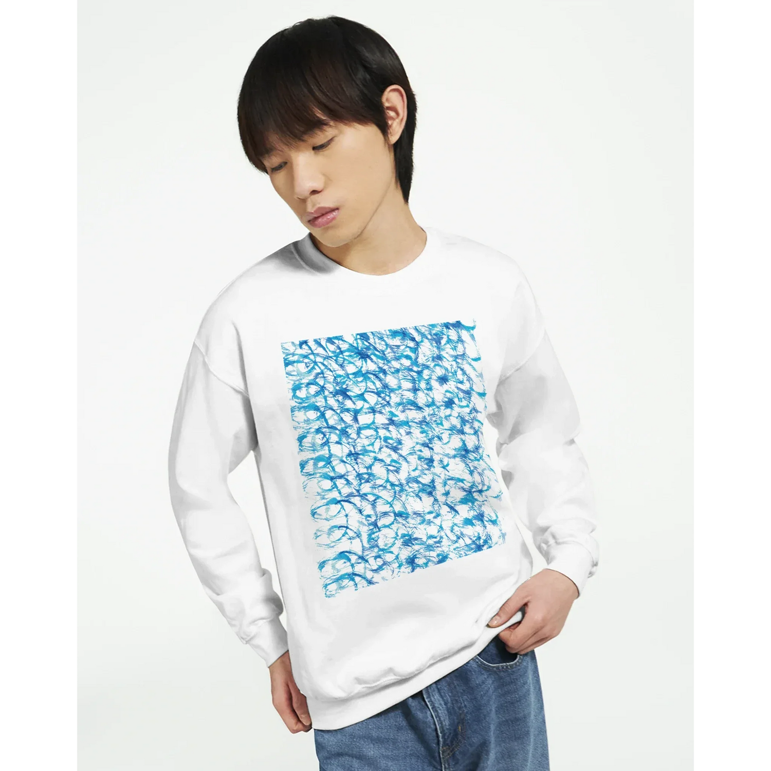 Sweatshirt Unisexe Classique Blue Waves– Impression Artistique Multicolore - Laure Leprince - Artiste Peintre