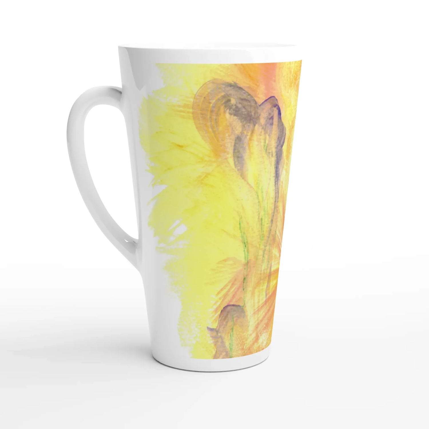 Mug à Latte en Céramique Blanche 500 ml Sun Whisper – Élégant, durable et brillant - Laure Leprince - Artiste Peintre