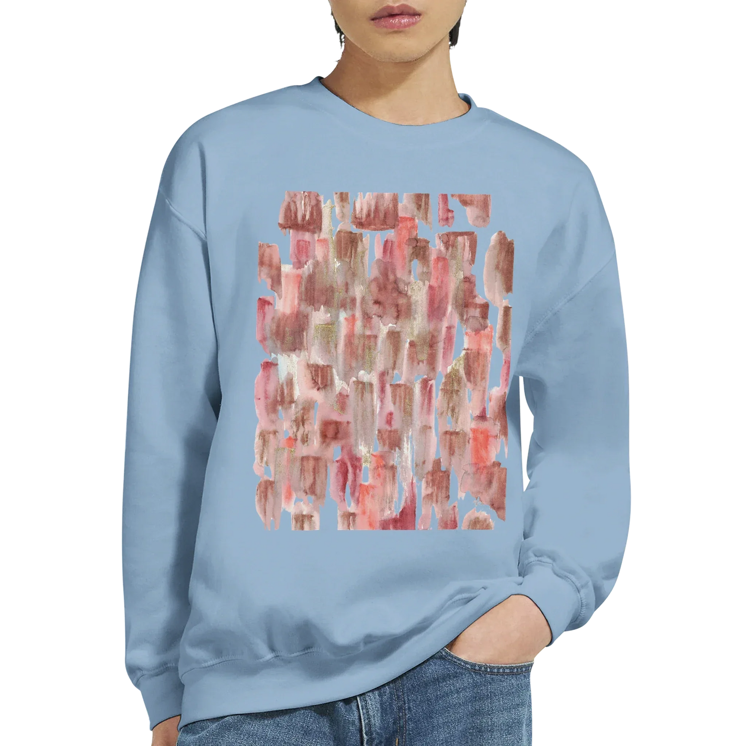Sweatshirt Unisexe Classique Terracotta Waves – Impression Artistique Multicolore - Laure Leprince - Artiste Peintre