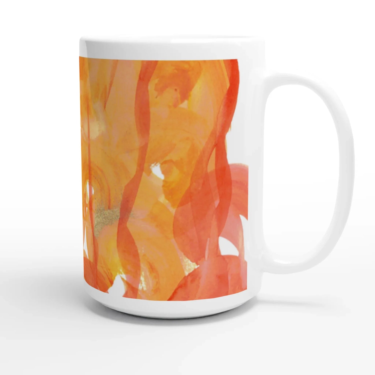Mug en céramique blanche 44 cl Sunrice Floral – Grand format, design et qualité durable - Laure Leprince - Artiste Peintre