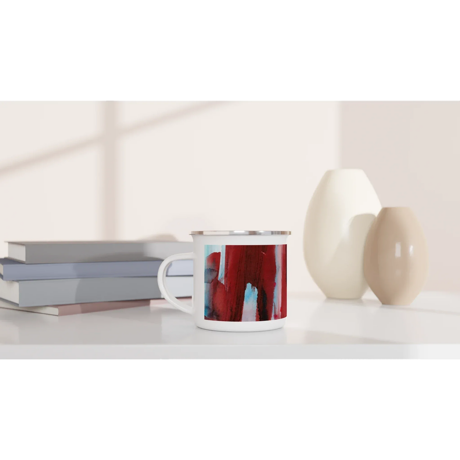 Mug en émail blanc 35 cl City Crisom Tower– Léger, vintage et résistant - Laure Leprince - Artiste Peintre