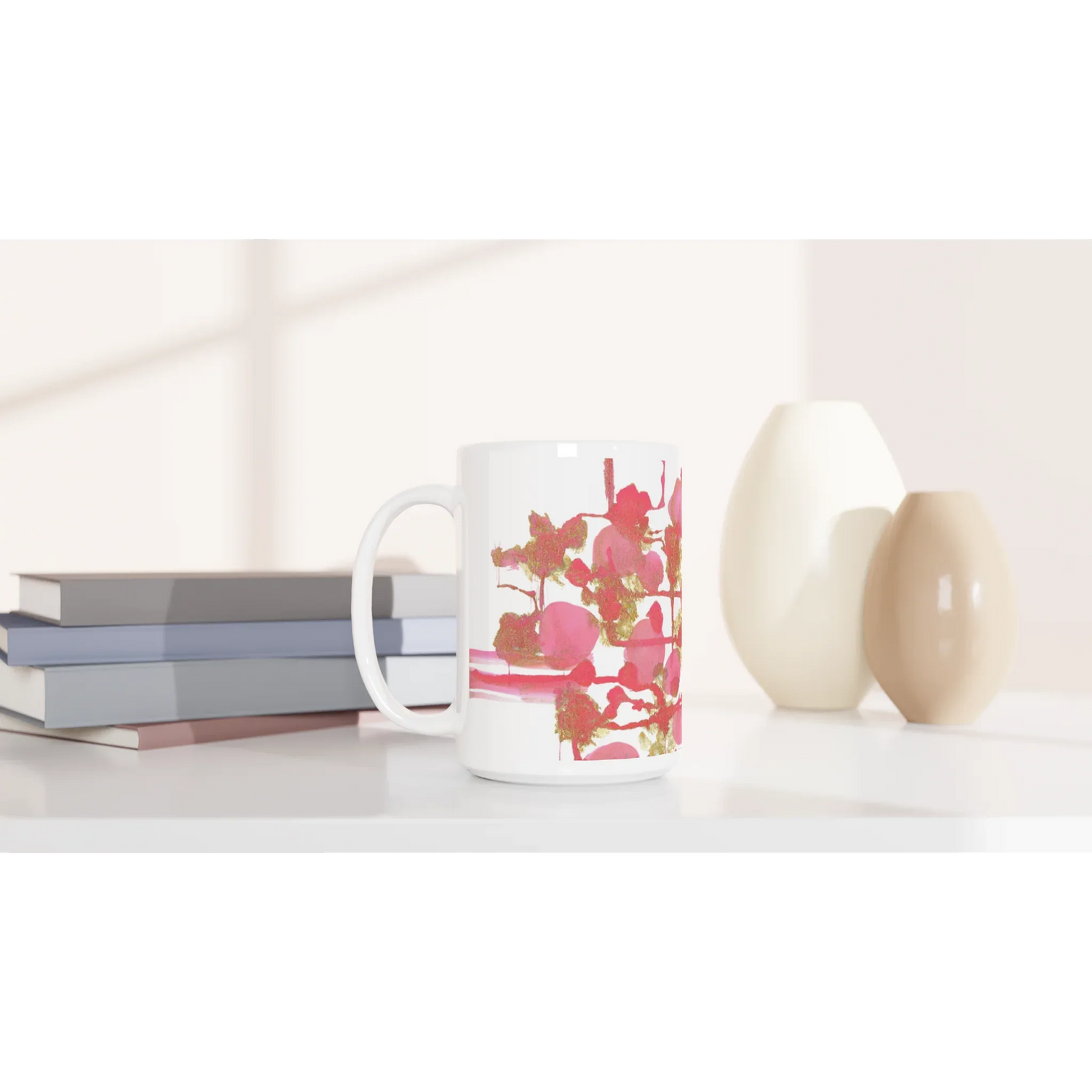 Mug en céramique blanche 44 Reseau Framboise – Grand format, design et qualité durable - Laure Leprince - Artiste Peintre