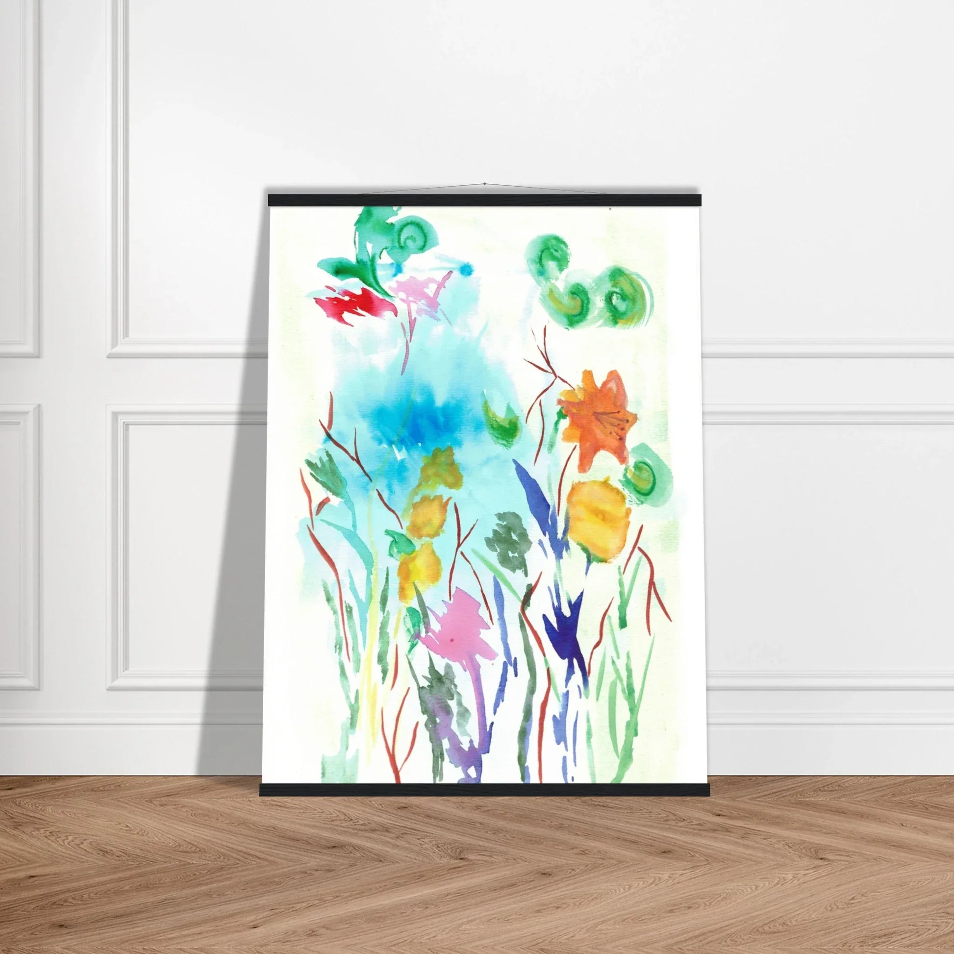 Affiche Classique sur Papier Mat avec Cintre en Bois bouquet – Élégance naturelle & polyvalence durable - Laure Leprince - Artiste Peintre