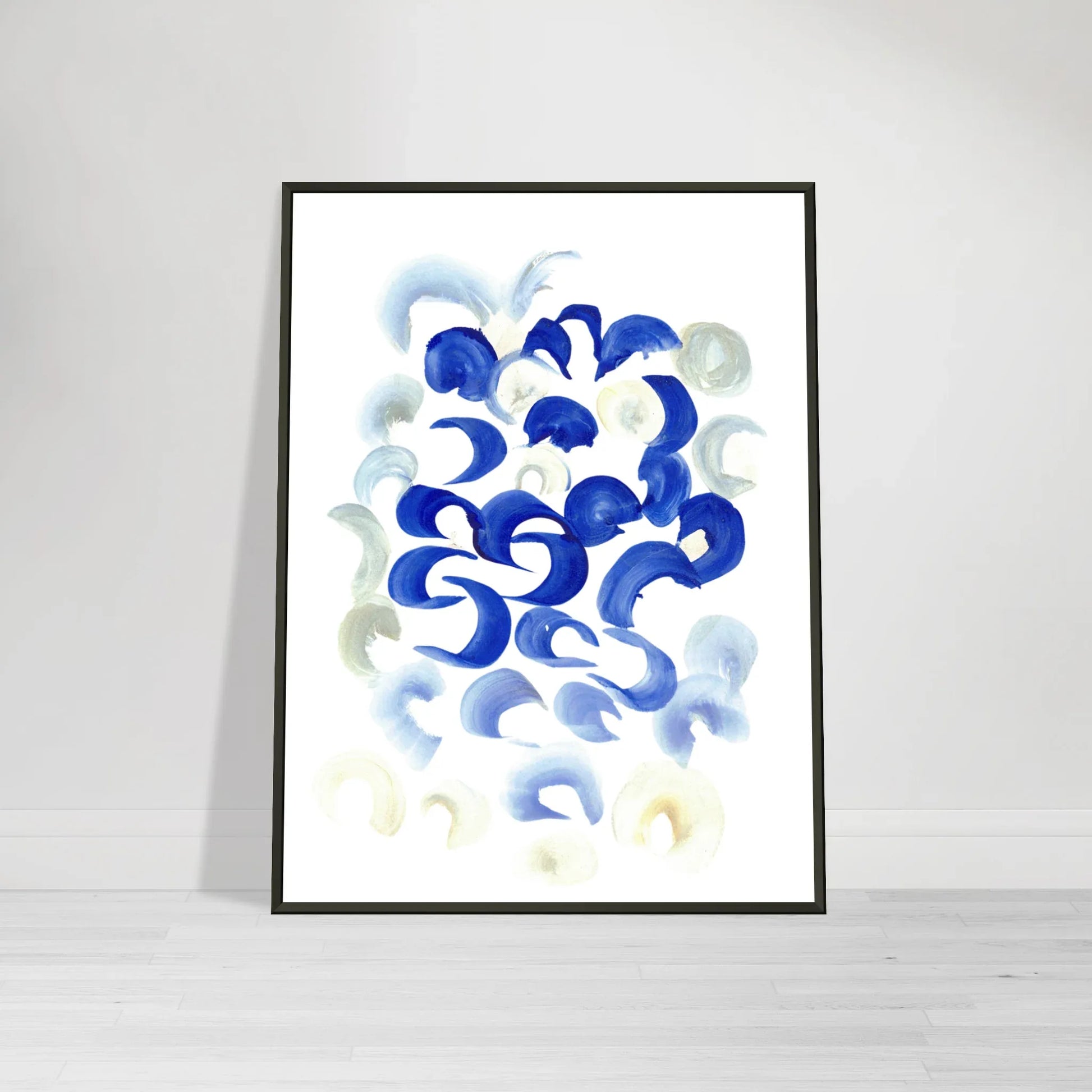 Classic Semi-Glossy Paper Metal Framed Poster Blue Swirls - Laure Leprince - Artiste Peintre