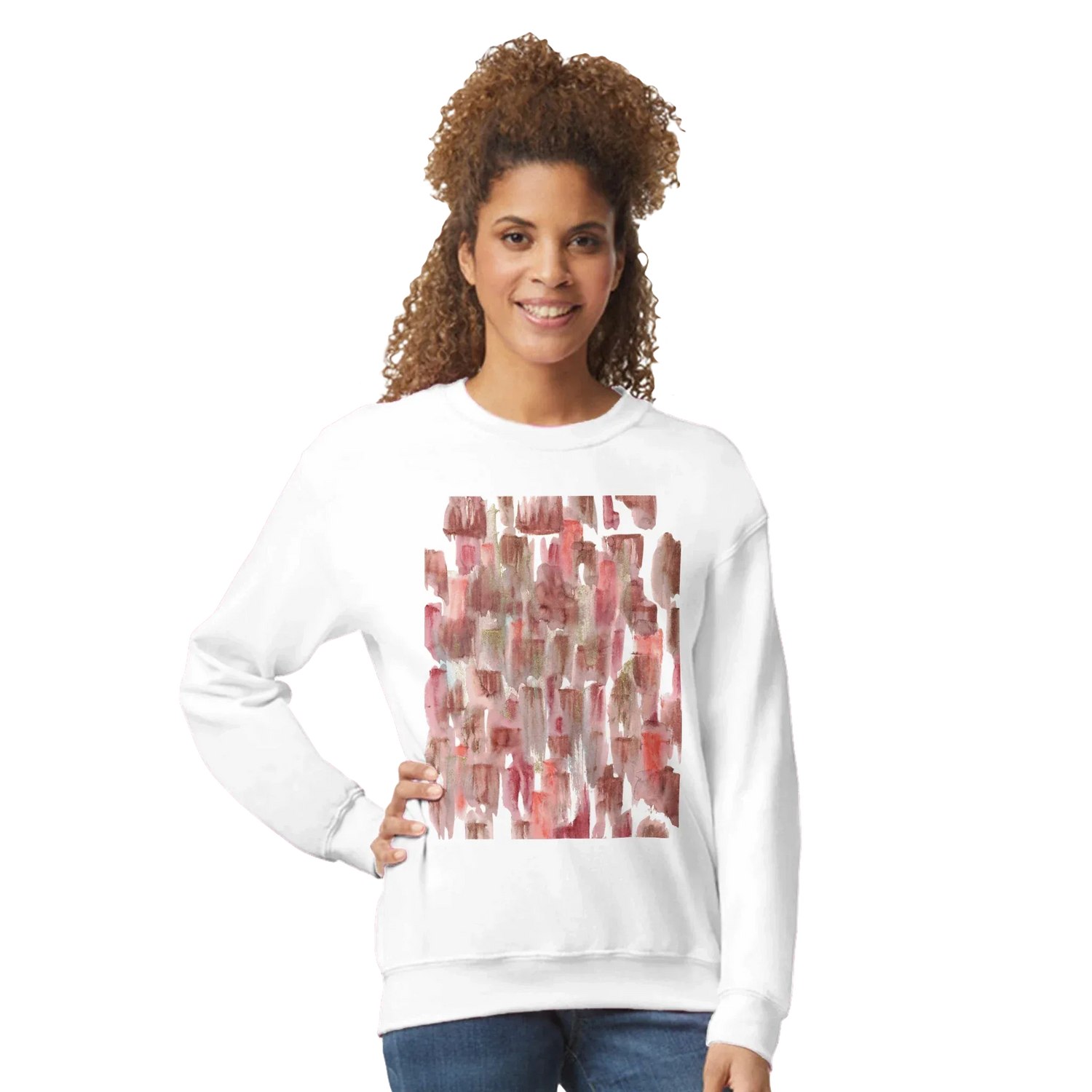 Sweatshirt Unisexe Classique Terracotta Waves – Impression Artistique Multicolore - Laure Leprince - Artiste Peintre