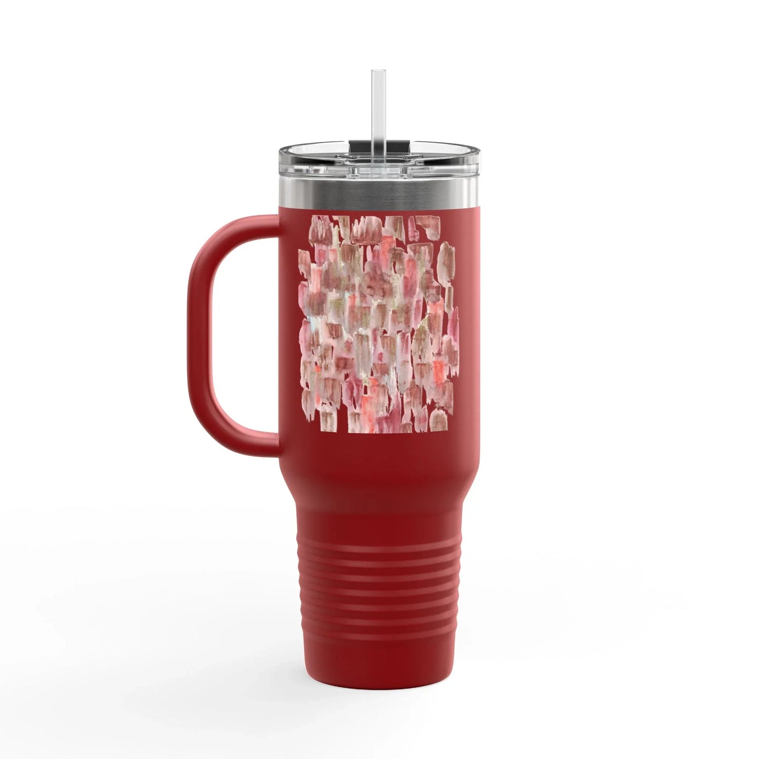 40oz Insulated Travel Mug – Terracotta Waves Watercolor Design - Laure Leprince - Artiste Peintre