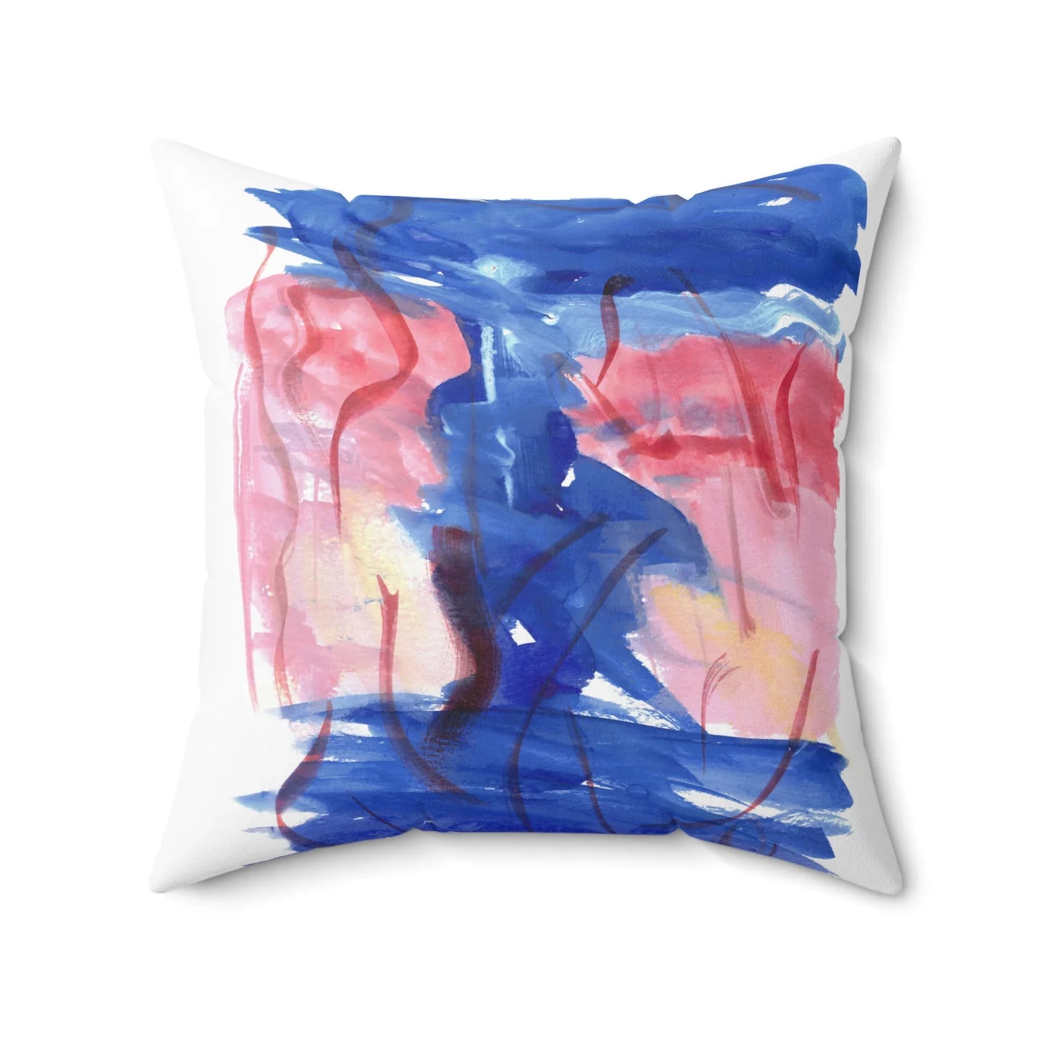 Square Throw Pillow Midnight Siren — Minimal Brushstroke Accent - Laure Leprince - Artiste Peintre