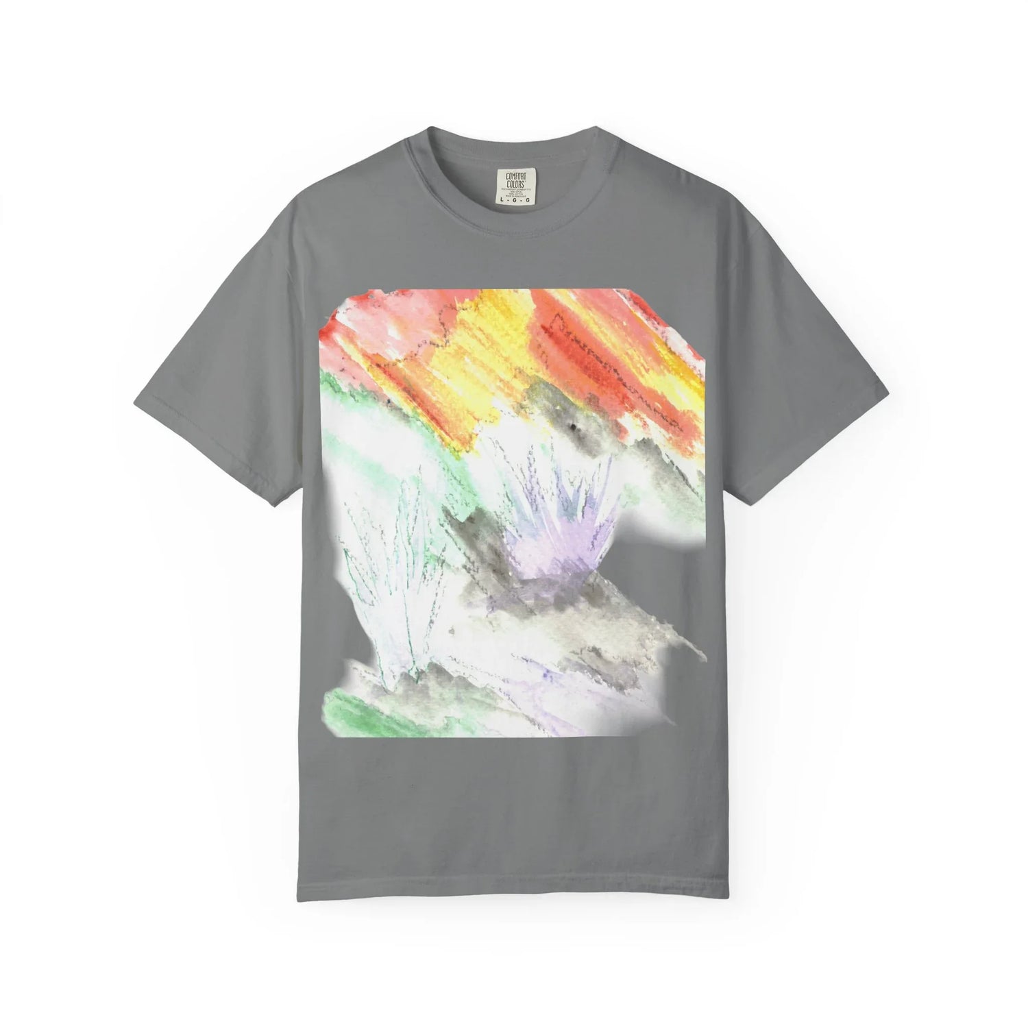 Abstract Lavander Drift T-Shirt — Bright Watercolor Square Art Tee - Laure Leprince - Artiste Peintre