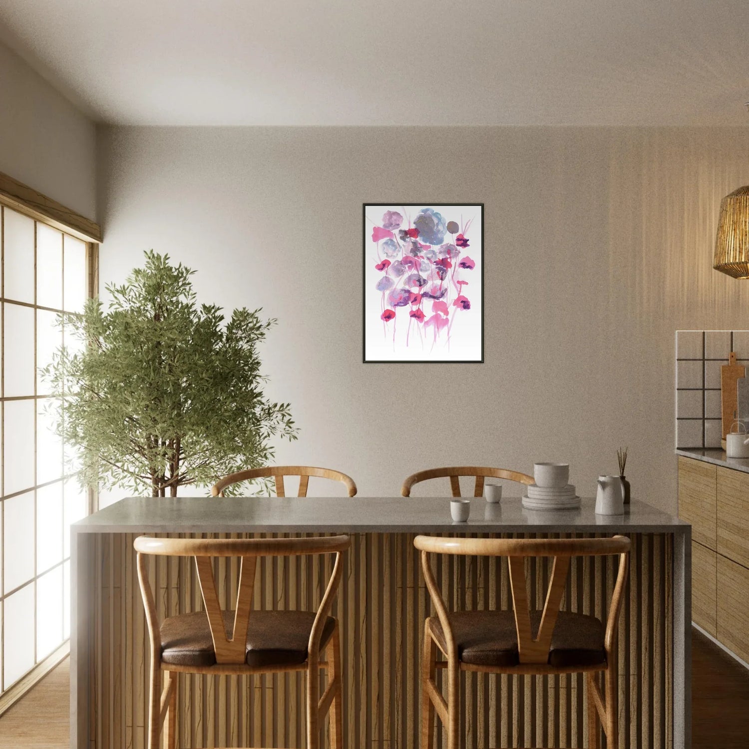 Classic Semi-Glossy Paper Metal Framed Poste Jardin des Ombrelles - Laure Leprince - Artiste Peintre