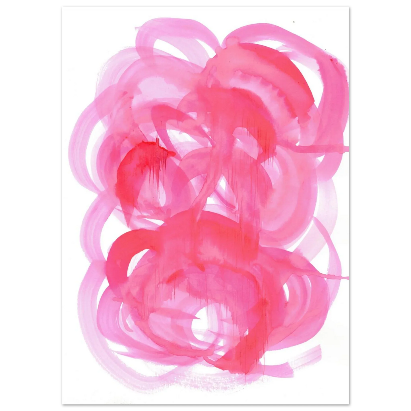 Abstract Pink Swirls Watercolor Poster - Vibrant Modern Art Print on Premium Matte Paper - Laure Leprince - Artiste Peintre