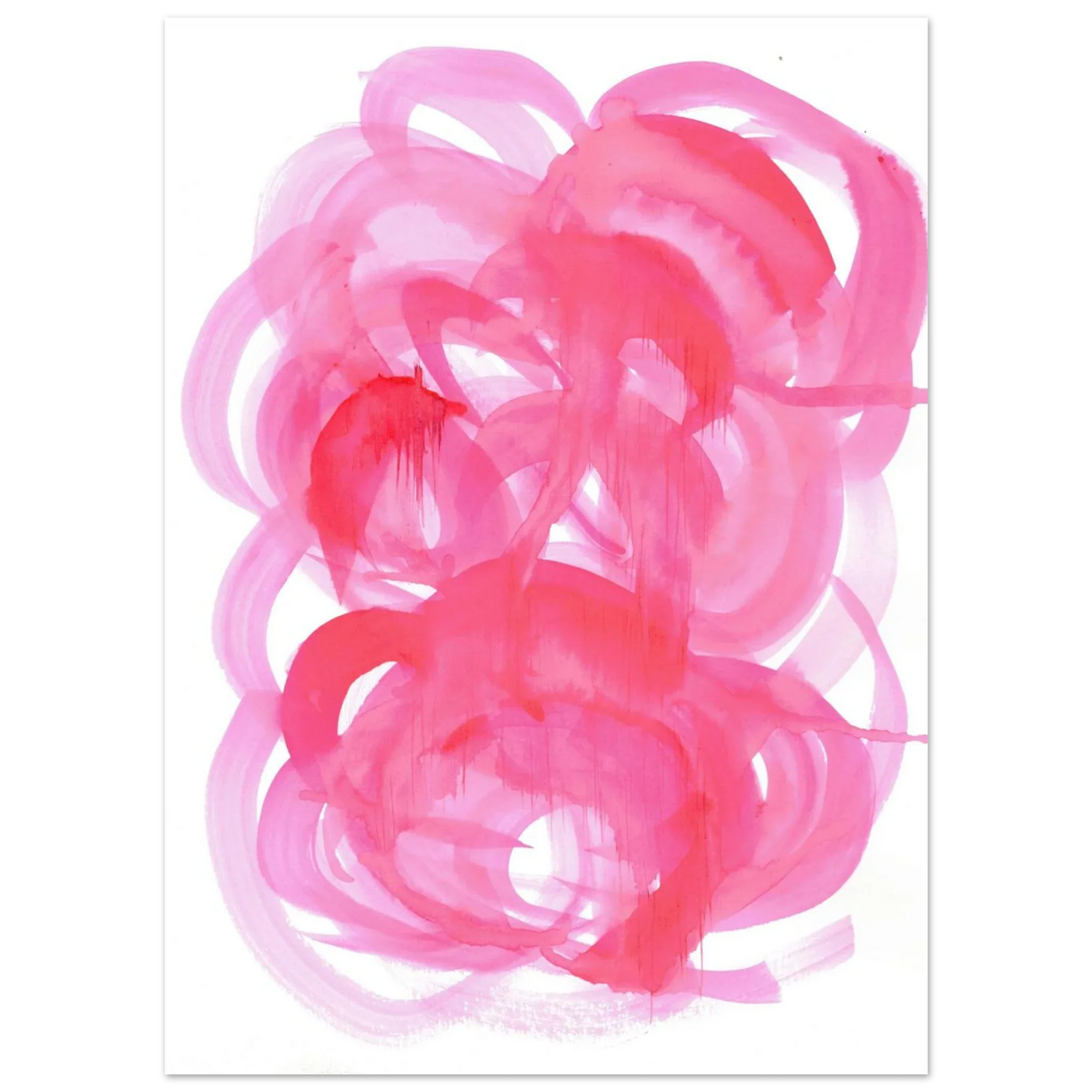 Abstract Pink Swirls Watercolor Poster - Vibrant Modern Art Print on Premium Matte Paper - Laure Leprince - Artiste Peintre